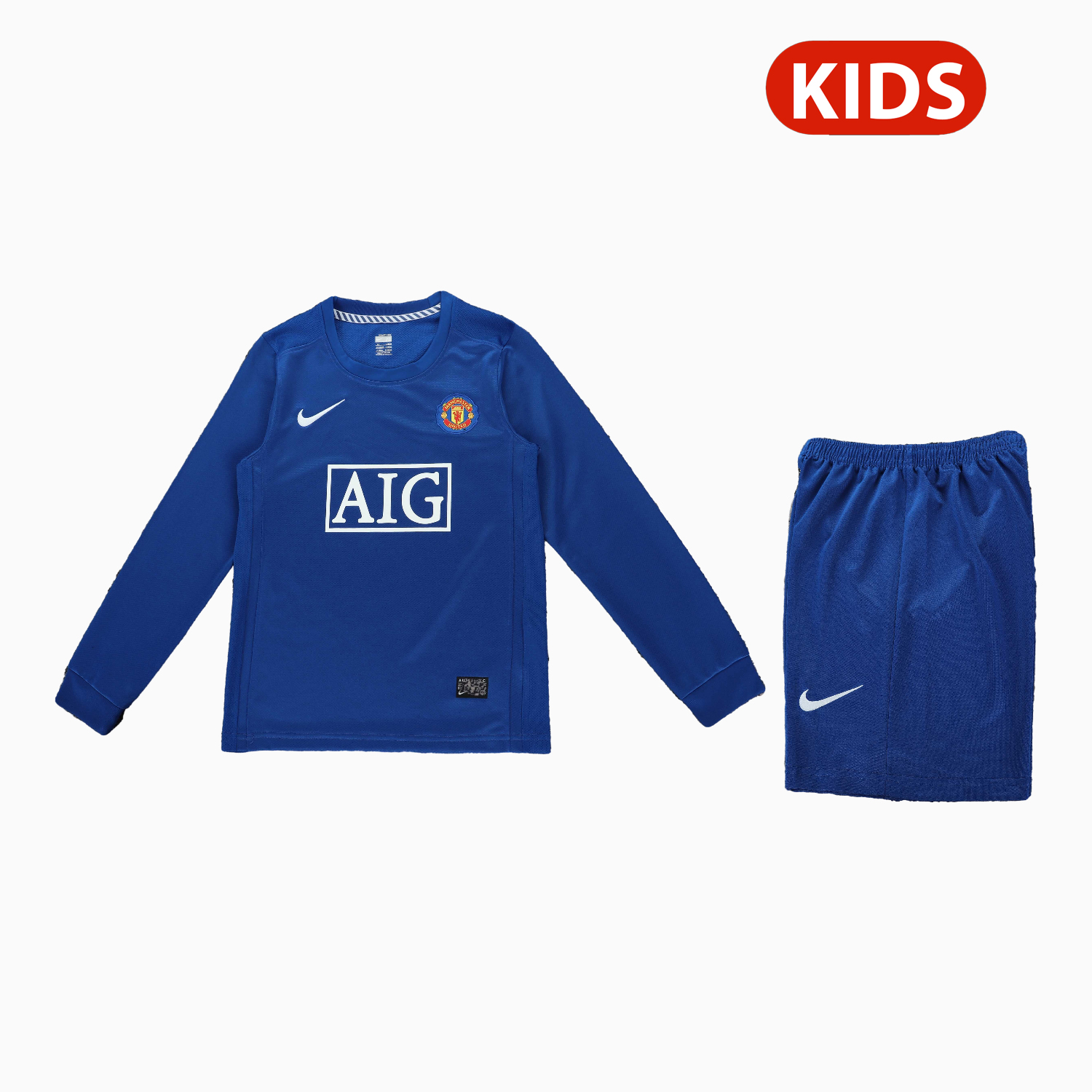TFK-turbofussballkit-Retro Manchester United 2008-09 Third Long Sleeves Kids Kit