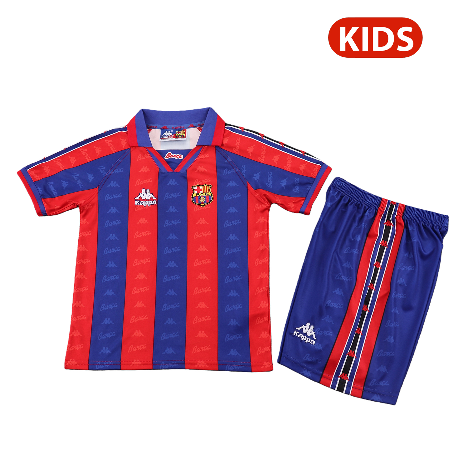 TFK-turbofussballkit-Retro Barcelona 1996-97 Home Kids Kit