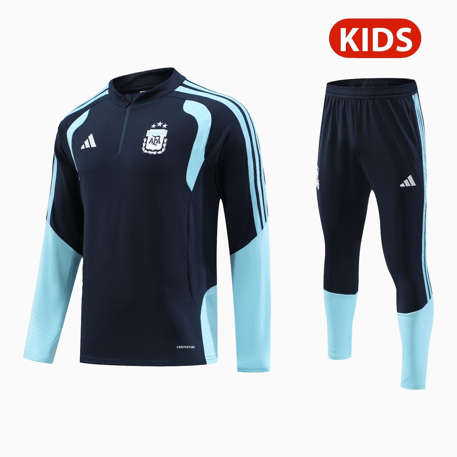 TFK-turbofussballkit-Argentina 2026 Kids Long Sleeve Training Set - Blue Black Top & Pants