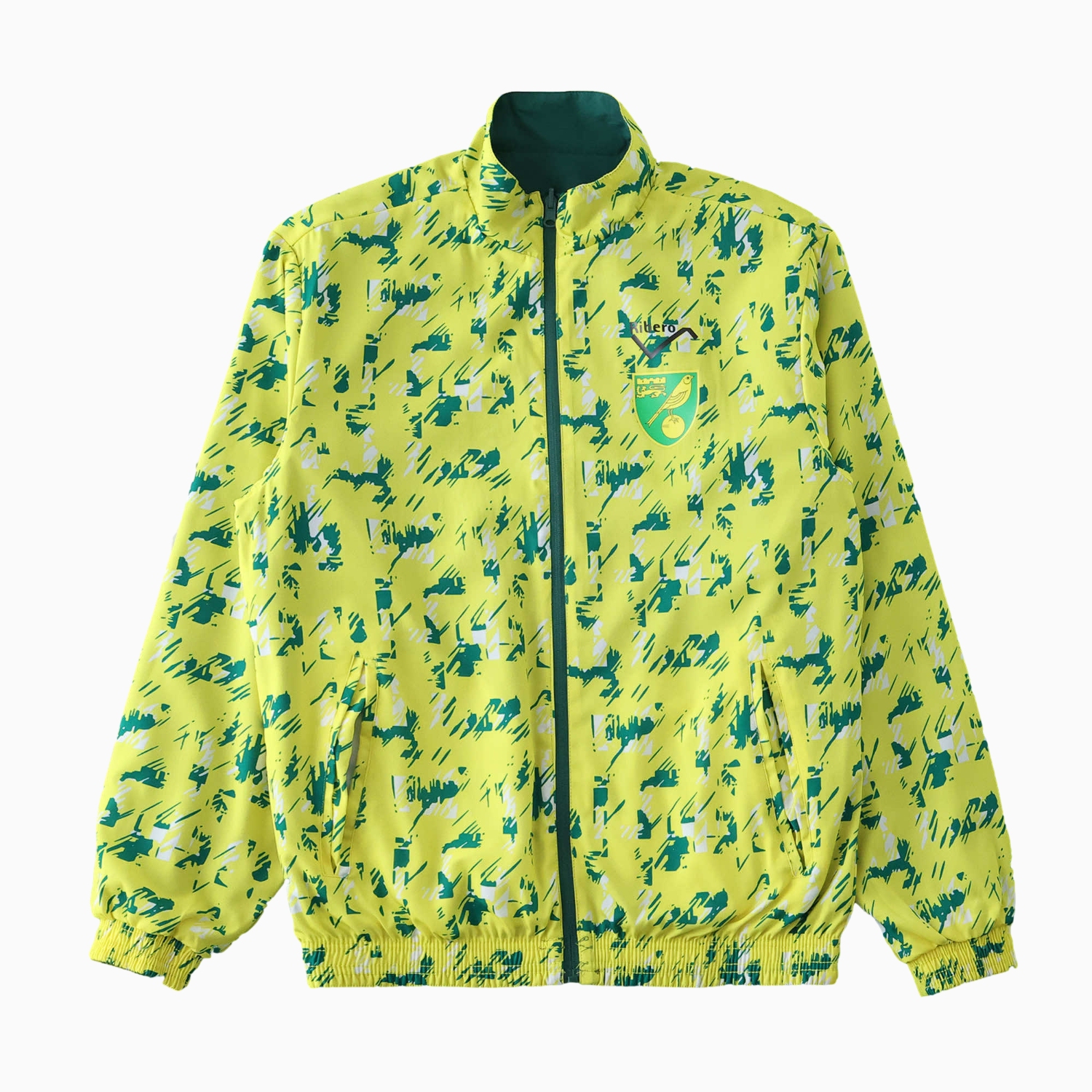 TFK-turbofussballkit-Norwich City 1992-94 Retro Style Double Sided Reversible Windbreaker - Green & Yellow