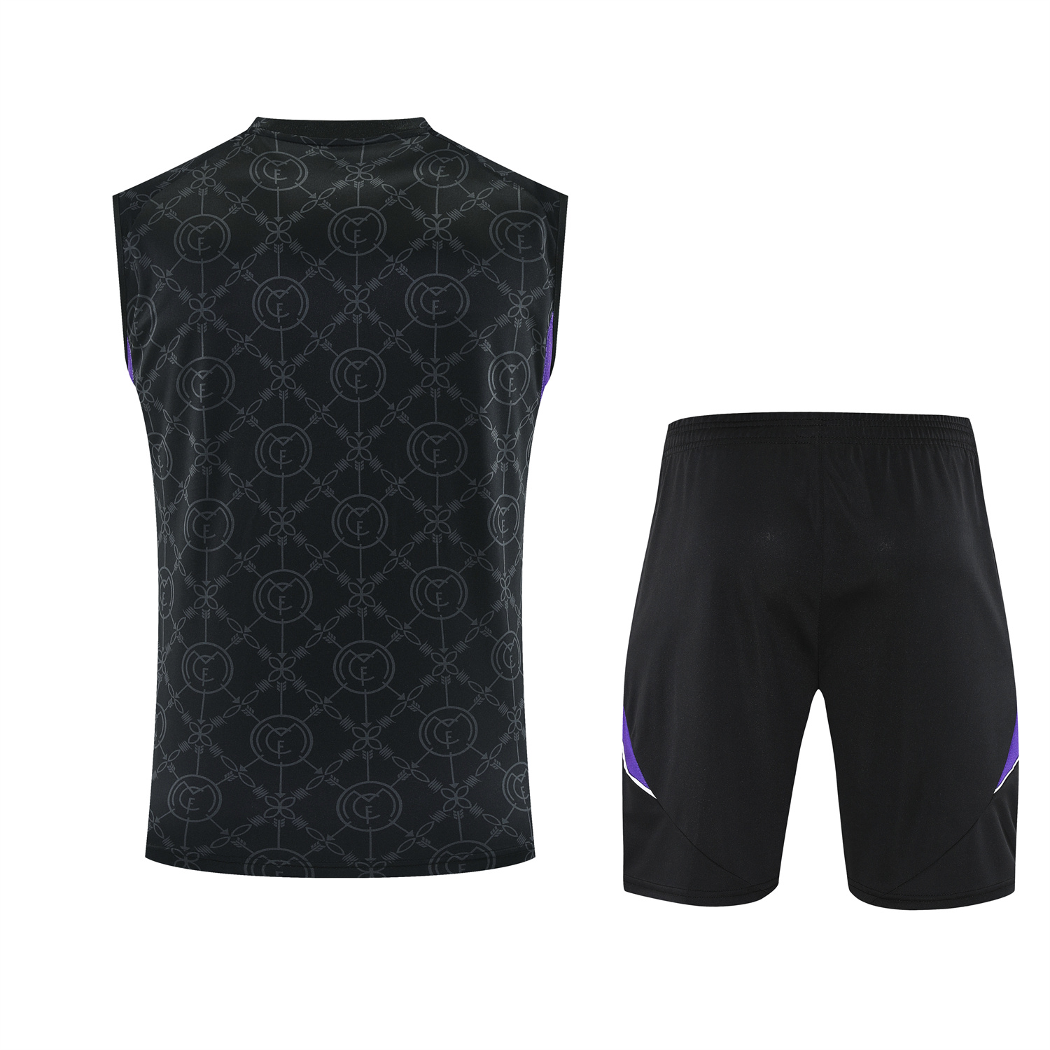 TFK-turbofussballkit-Real Madrid 25-26 Vest Training Set - Blue Edge Black Vest & Black Shorts