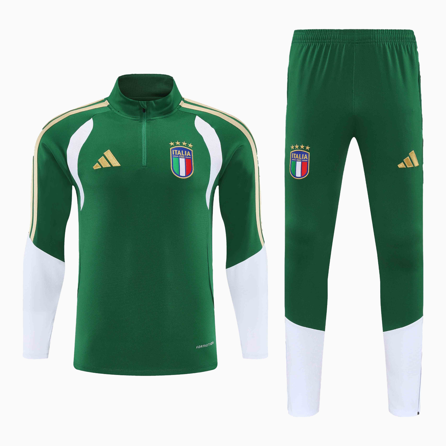 TFK-turbofussballkit-Italy 2026 Kids Long Sleeve Training Set - Green Top & Pants