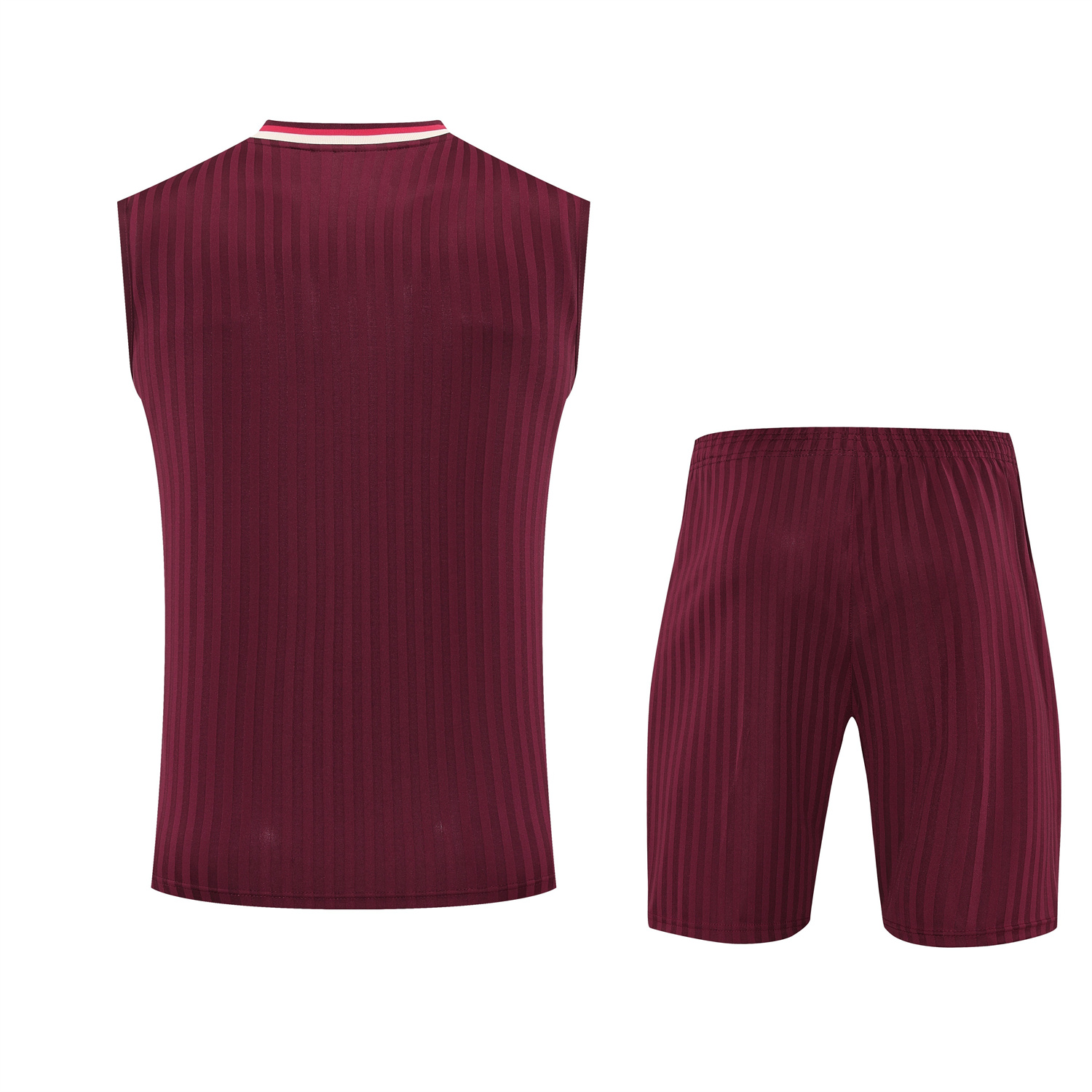 TFK-turbofussballkit-Bayern Munich 25-26 Vest Training Set - Wine Red Lines Vest & Wine Red Lines Shorts