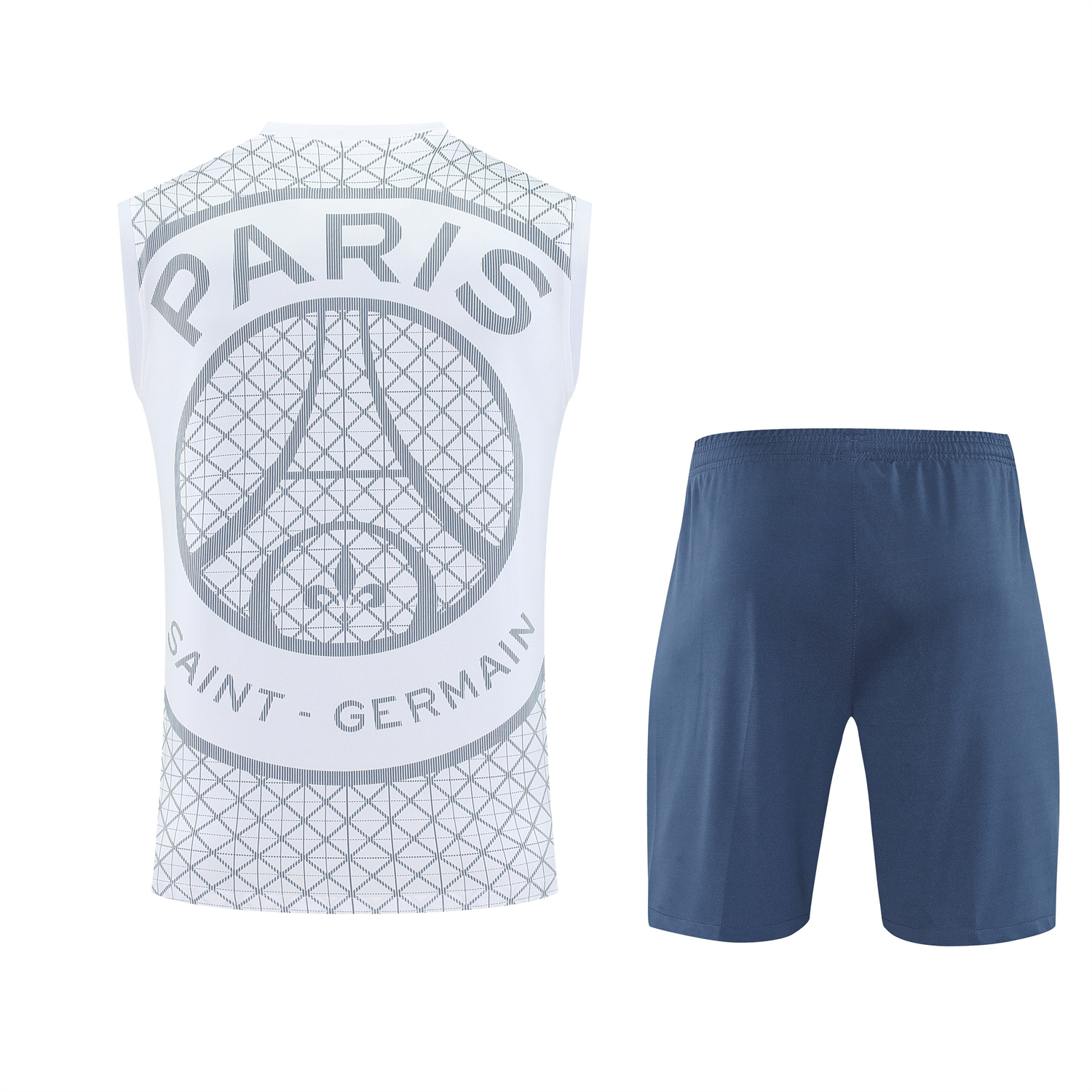 TFK-turbofussballkit-Paris Saint-Germain PSG 25-26 Vest Training Set - White Vest & Deep Blue Shorts