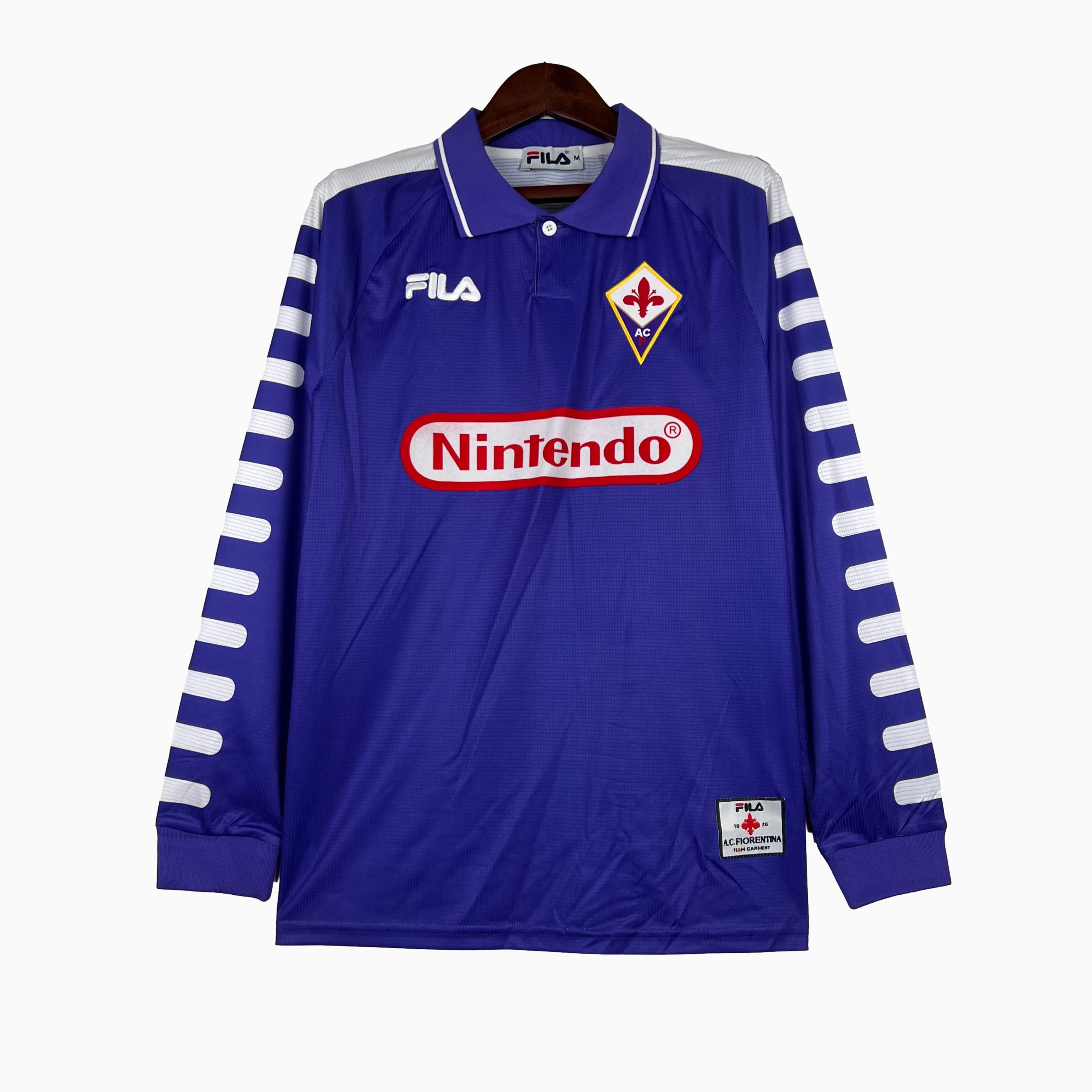TFK-turbofussballkit-Retro Fiorentina 1998 Home Stadium Long Sleeve Jersey