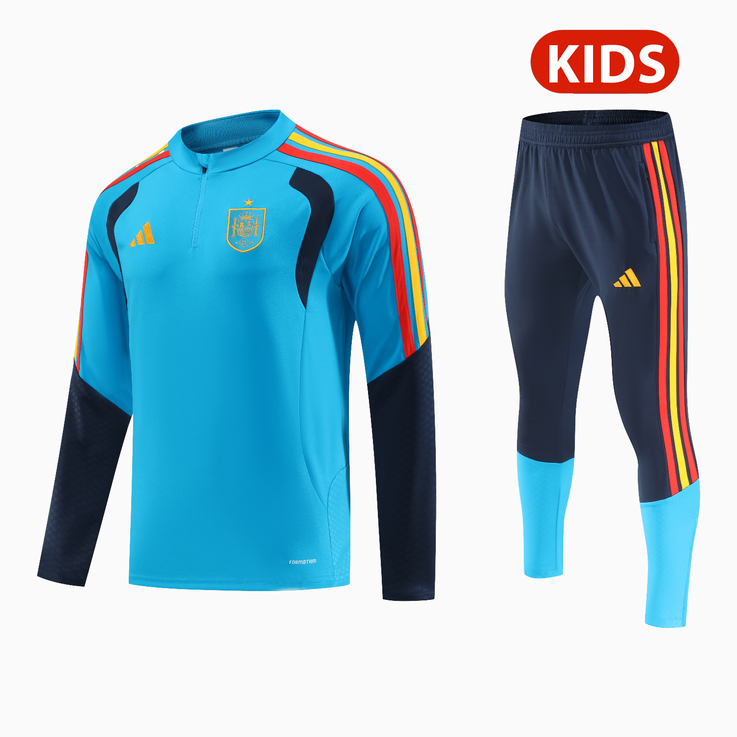 TFK-turbofussballkit-Spain 2026 Kids Long Sleeve Training Set - Light Blue Top & Pants