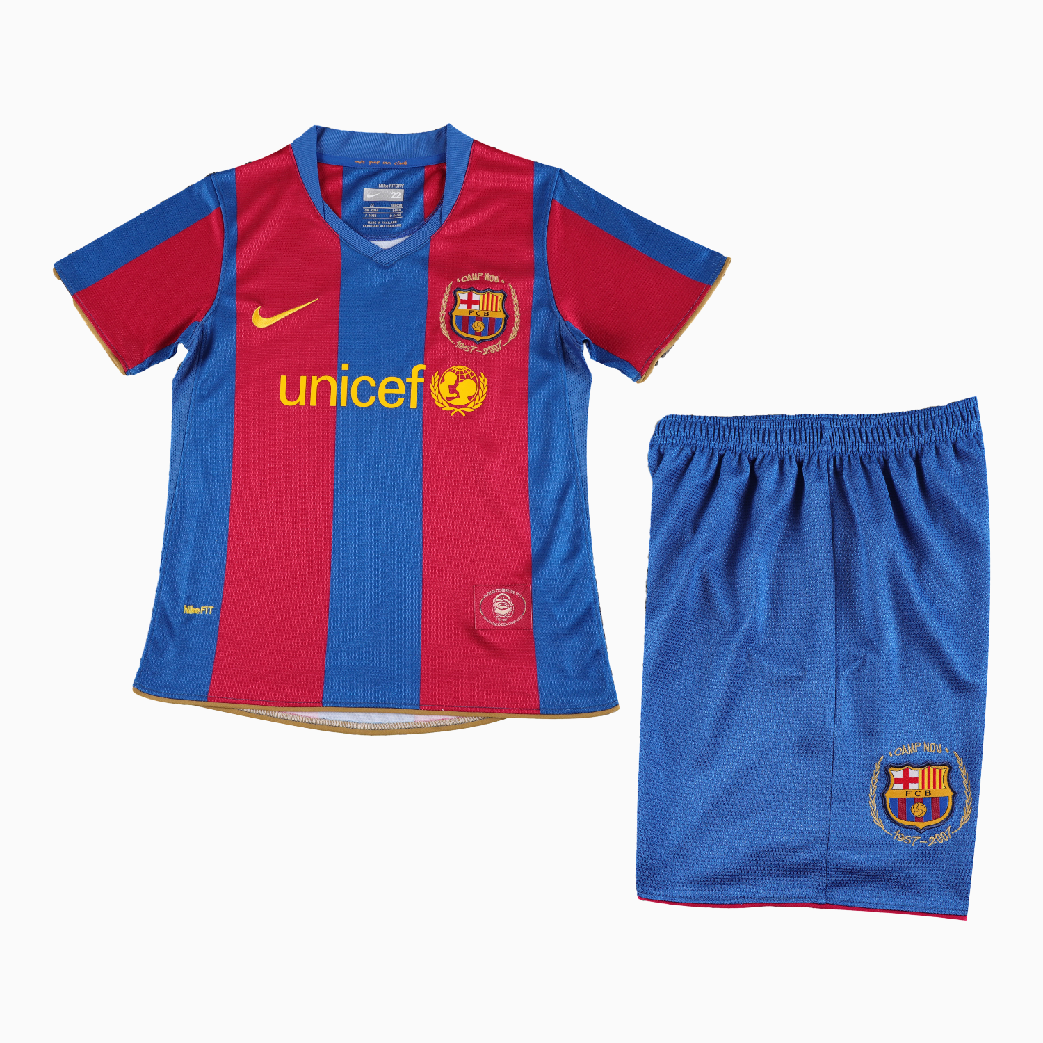 TFK-turbofussballkit-Retro Barcelona 2007-08 Home Kids Kit