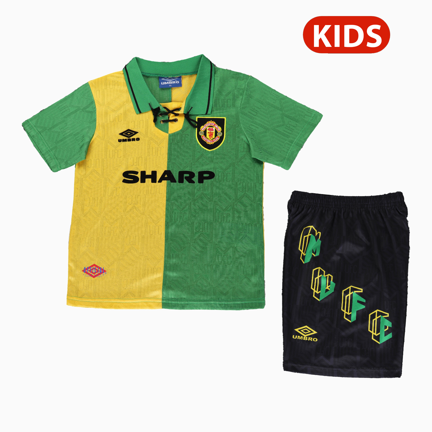 TFK-turbofussballkit-Retro Manchester United 92-94 Away Kids Kit