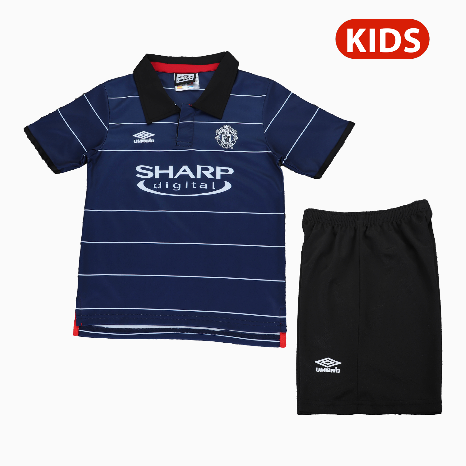 TFK-turbofussballkit-Retro Manchester United 1999-00 Away Kids Kit