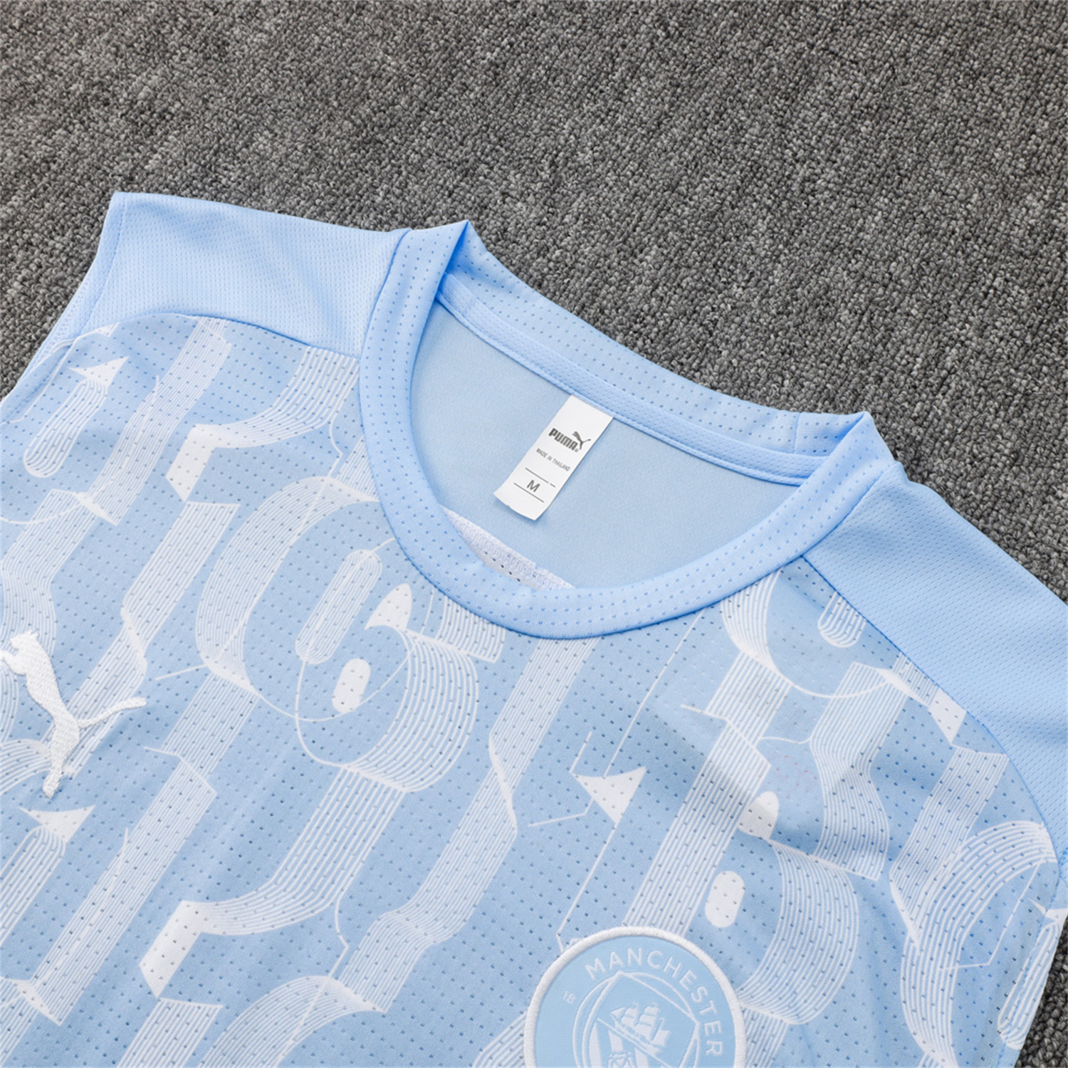 TFK-turbofussballkit-Manchester City 25-26 Vest Training Set - Sky Blue Vest and Deep Blue Shorts