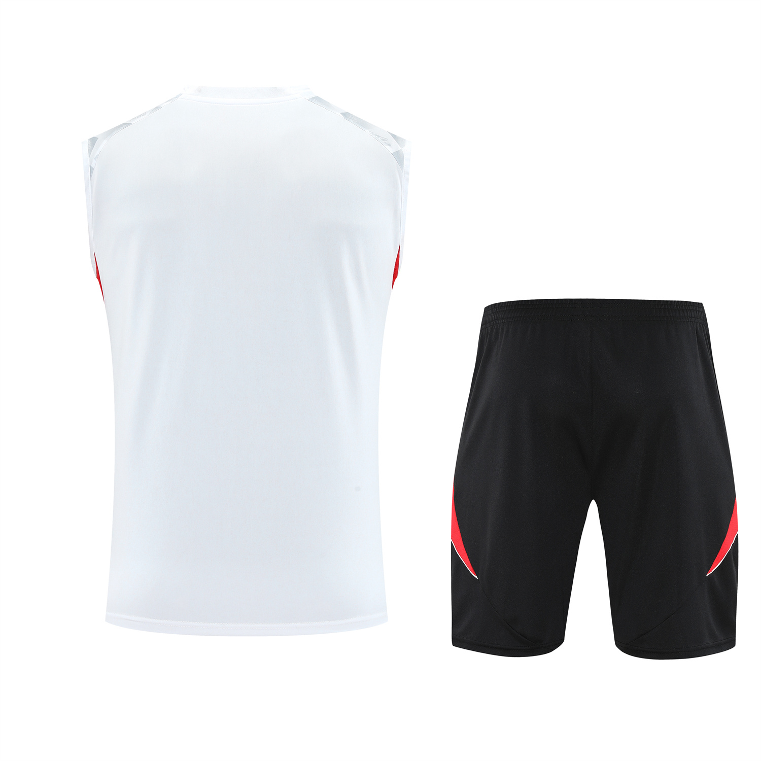 TFK-turbofussballkit-Manchester United 25-26 Vest Training Set - Red Edge White Vest & Black Shorts