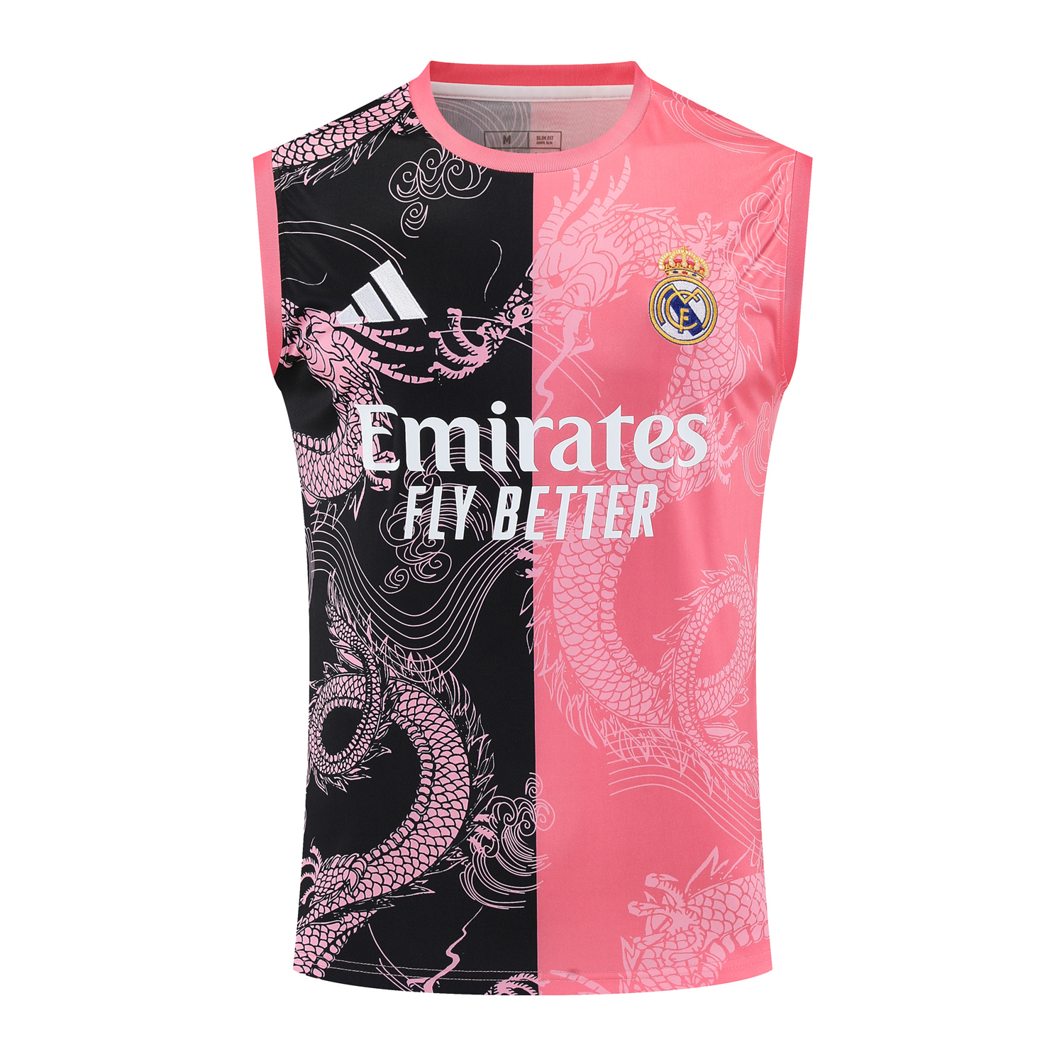 TFK-turbofussballkit-Real Madrid 25-26 Vest Training Set - Pink-Black Dragon Vest & Black-White Shorts