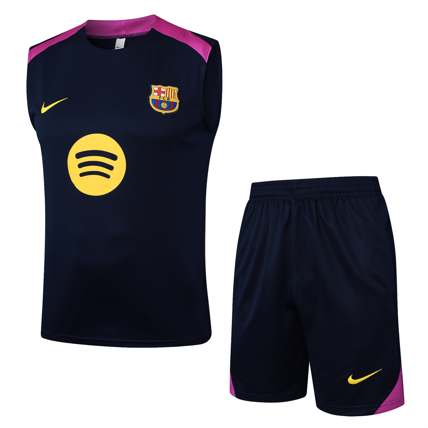 TFK-turbofussballkit-Barcelona 25-26 Vest Training Set - Deep Blue Black Vest and Shorts