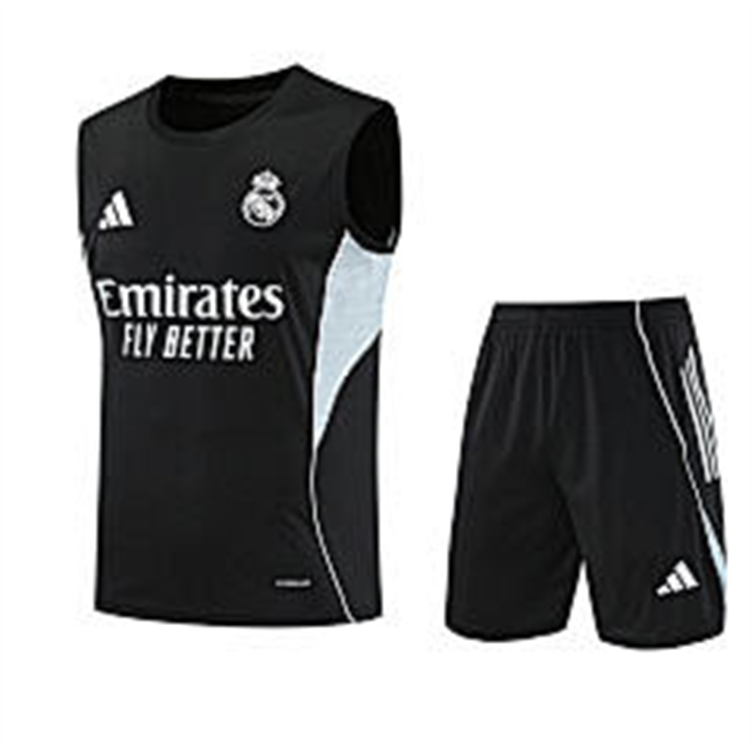 TFK-turbofussballkit-Real Madrid 25-26 Vest Training Set - Black And Light Grey Vest & Black Shorts