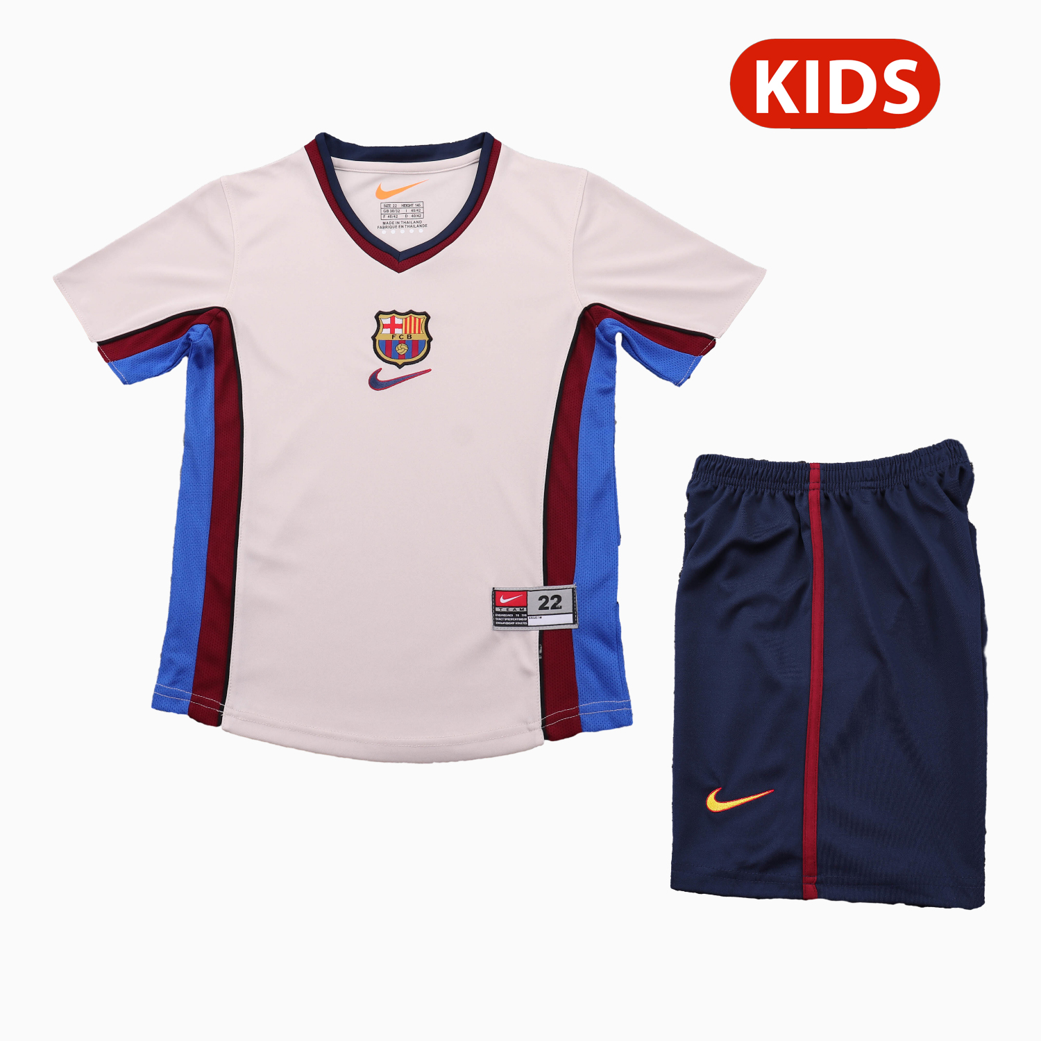 TFK-turbofussballkit-Retro Barcelona 1998-99 Away Kids Kit