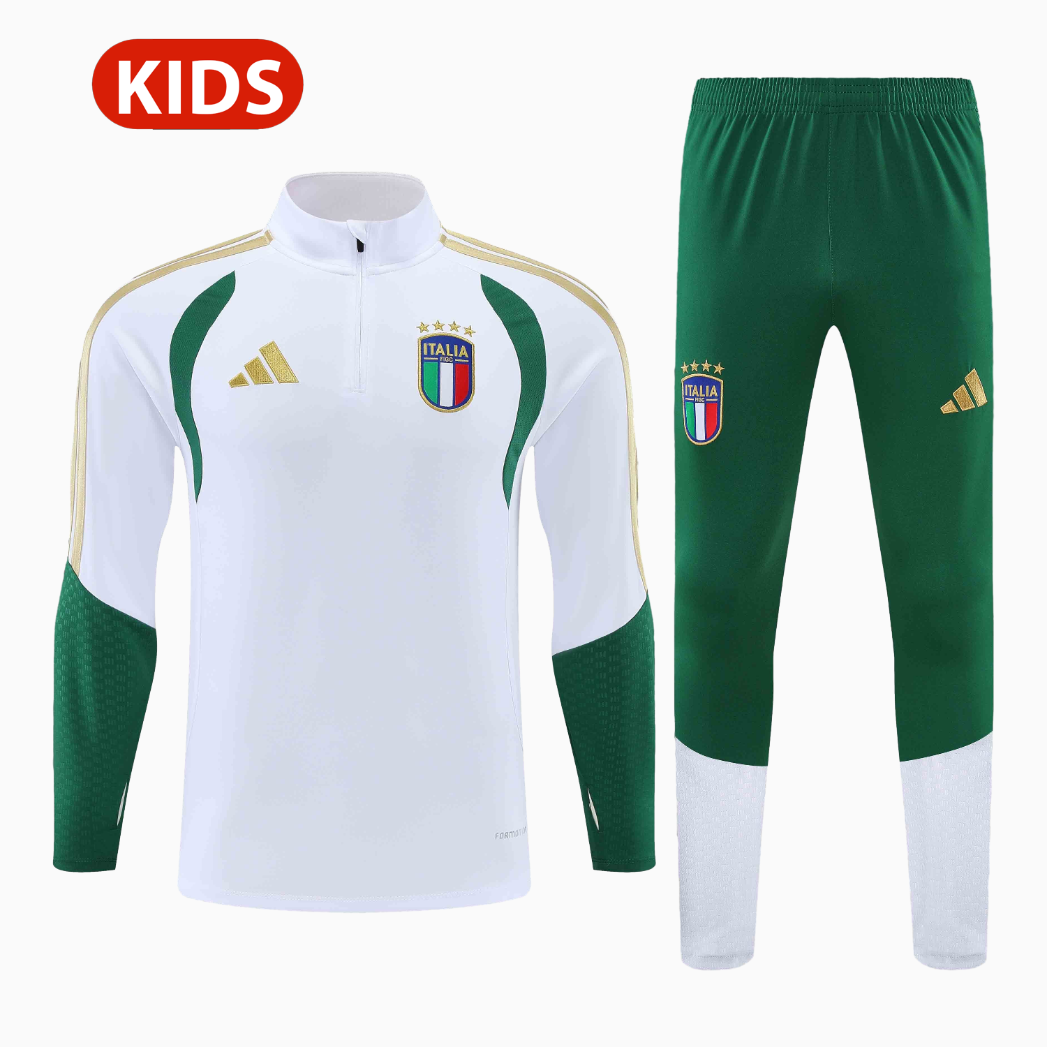 TFK-turbofussballkit-Italy 2026 Kids Long Sleeve Training Set - White Top & Pants