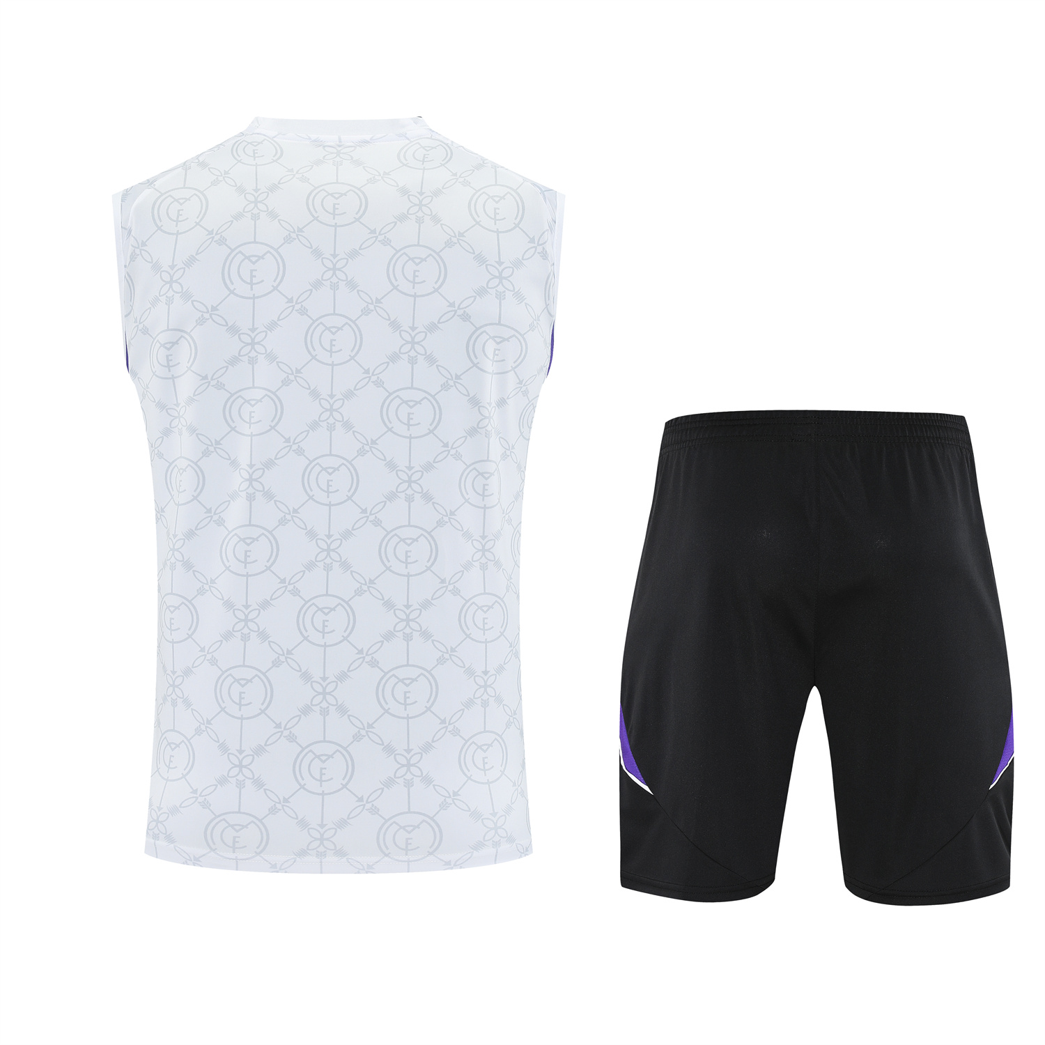 TFK-turbofussballkit-Real Madrid 25-26 Vest Training Set - Blue Edge White Vest & Black Shorts