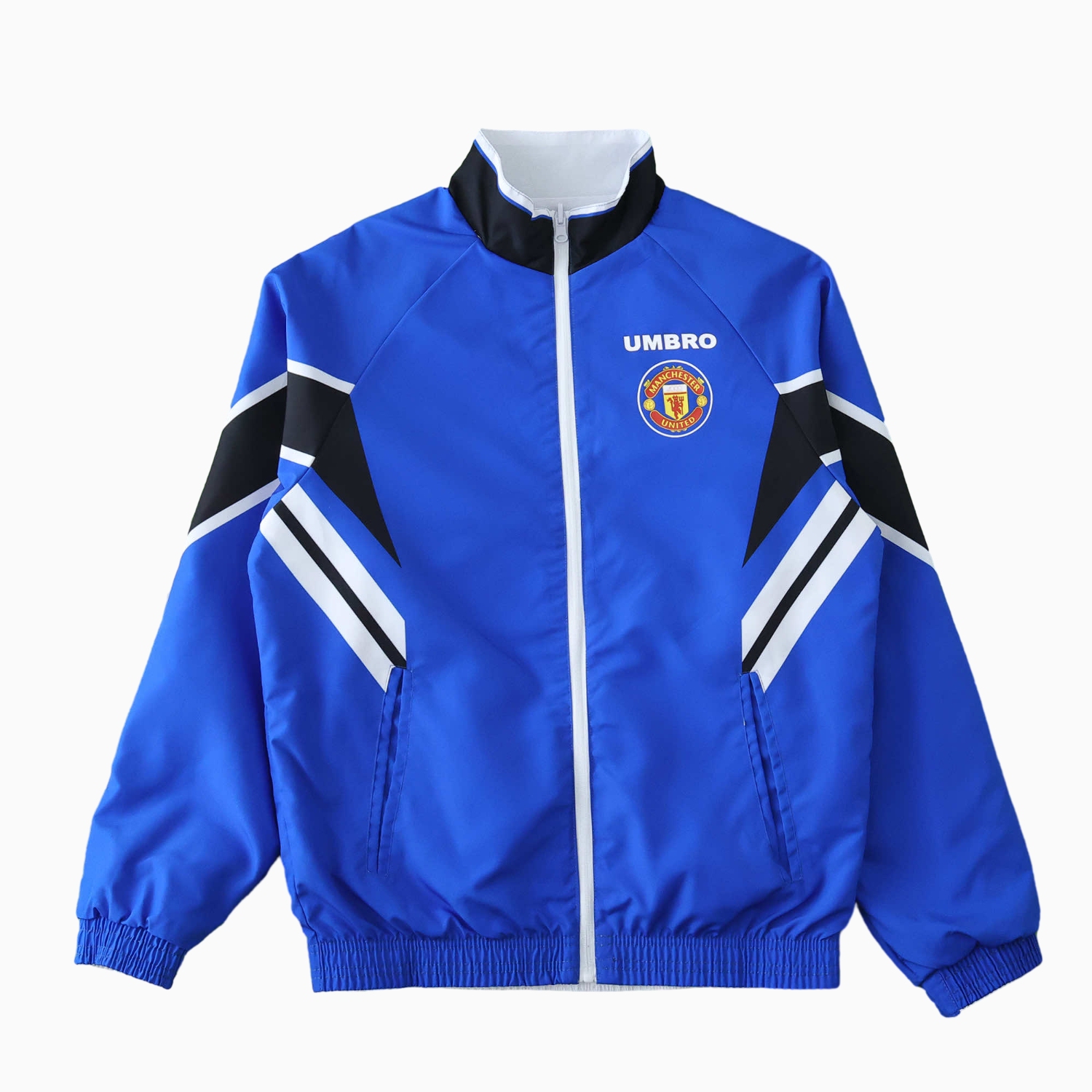 TFK-turbofussballkit-Retro Manchester United 1996 Double Sided Reversible Windbreaker - Blue & Green