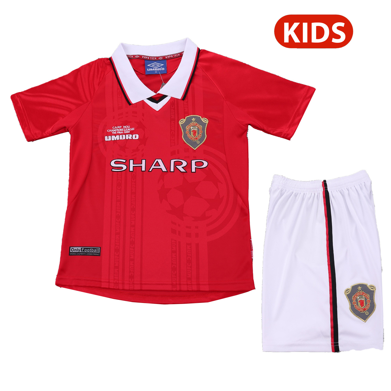 TFK-turbofussballkit-Retro Manchester United 1999-00 Home Kids Kit