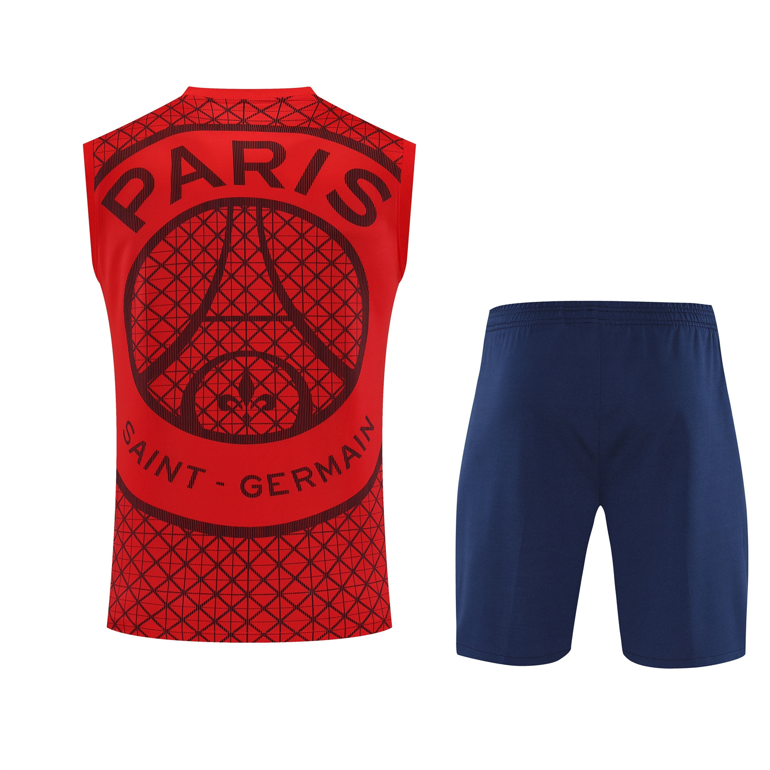 TFK-turbofussballkit-Paris Saint-Germain PSG 25-26 Vest Training Set - Red Vest & Deep Blue Shorts