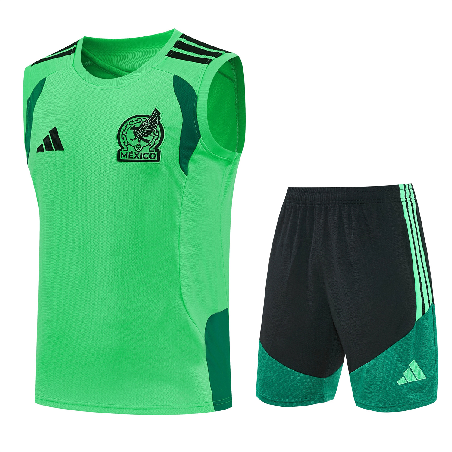 TFK-turbofussballkit-Mexico 2026 Vest Training Set - Green Vest and Black Shorts