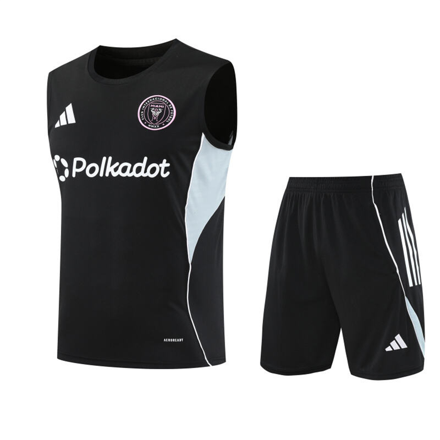 TFK-turbofussballkit-INT M.A.M 25-26 Vest Training Set - Black And Light Grey Vest & Black Shorts