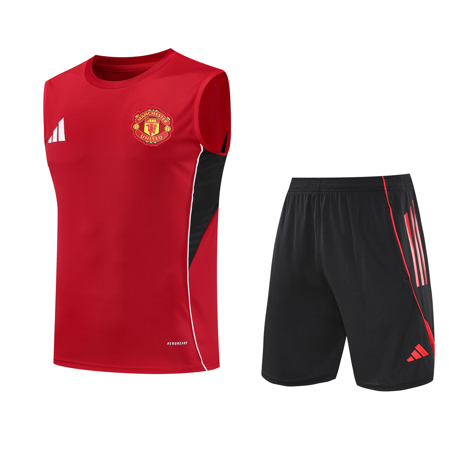 TFK-turbofussballkit-Manchester United 25-26 Vest Training Set - Pure Red Vest & Black Shorts