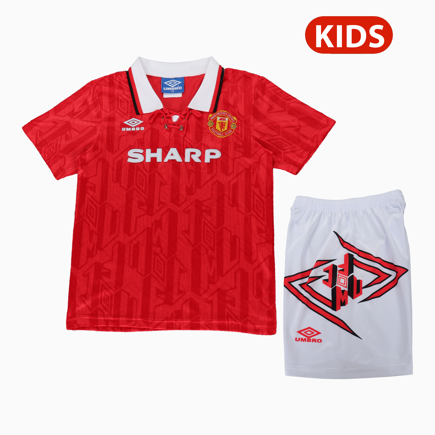 TFK-turbofussballkit-Retro Manchester United 92-94 Home Kids Kit