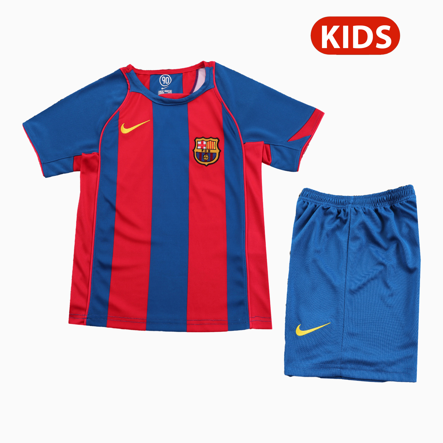 TFK-turbofussballkit-Retro Barcelona 2004-05 Home Kids Kit