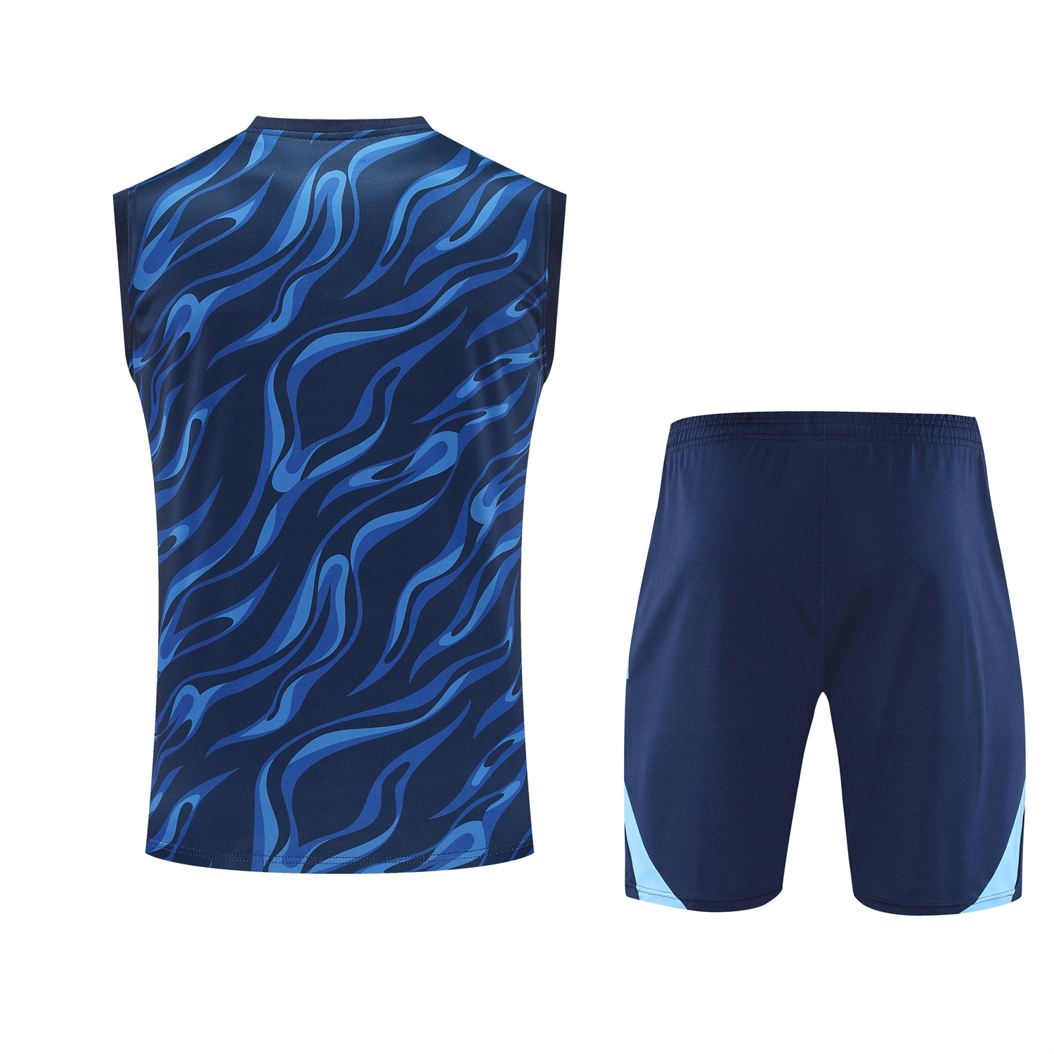 TFK-turbofussballkit-Real Madrid 25-26 Vest Training Set - Blue Water Pattern Top & Deep Blue Shorts