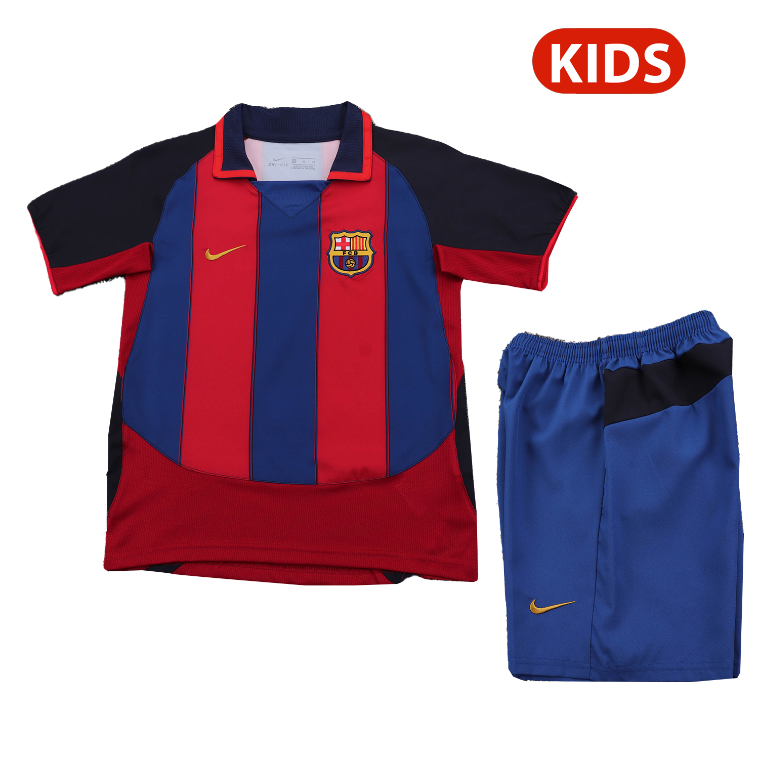 TFK-turbofussballkit-Retro Barcelona 2003-04 Home Kids Kit