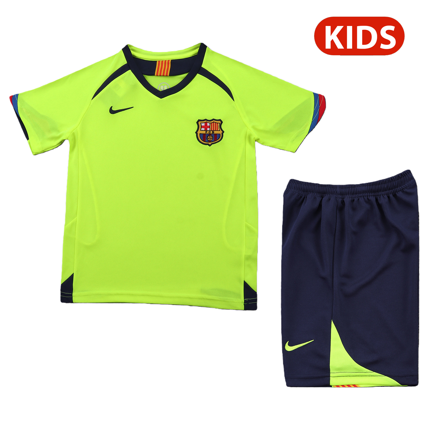TFK-turbofussballkit-Retro Barcelona 2005-06 Away Kids Kit