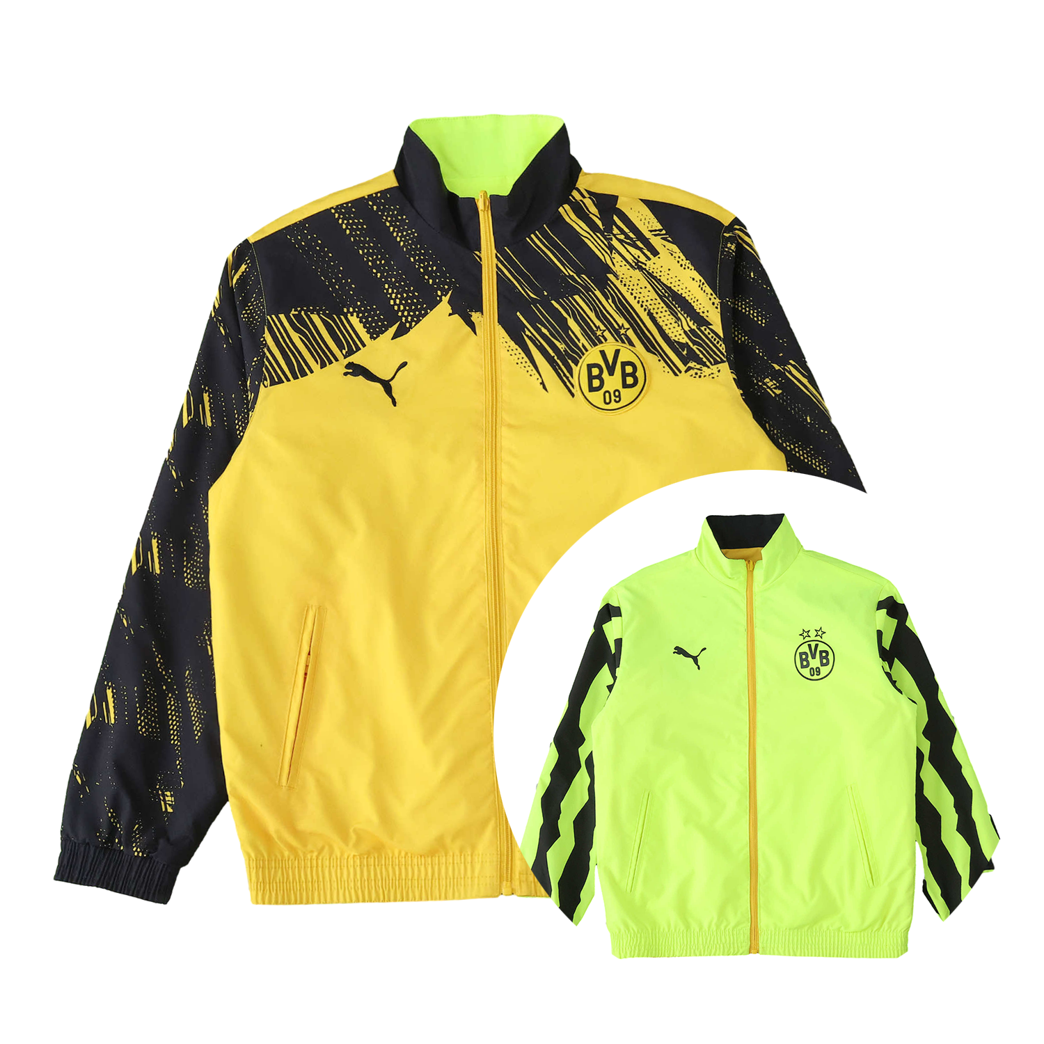 TFK-turbofussballkit-Dortmund 25-26 Double Sided Reversible Windbreaker - Green & Yellow