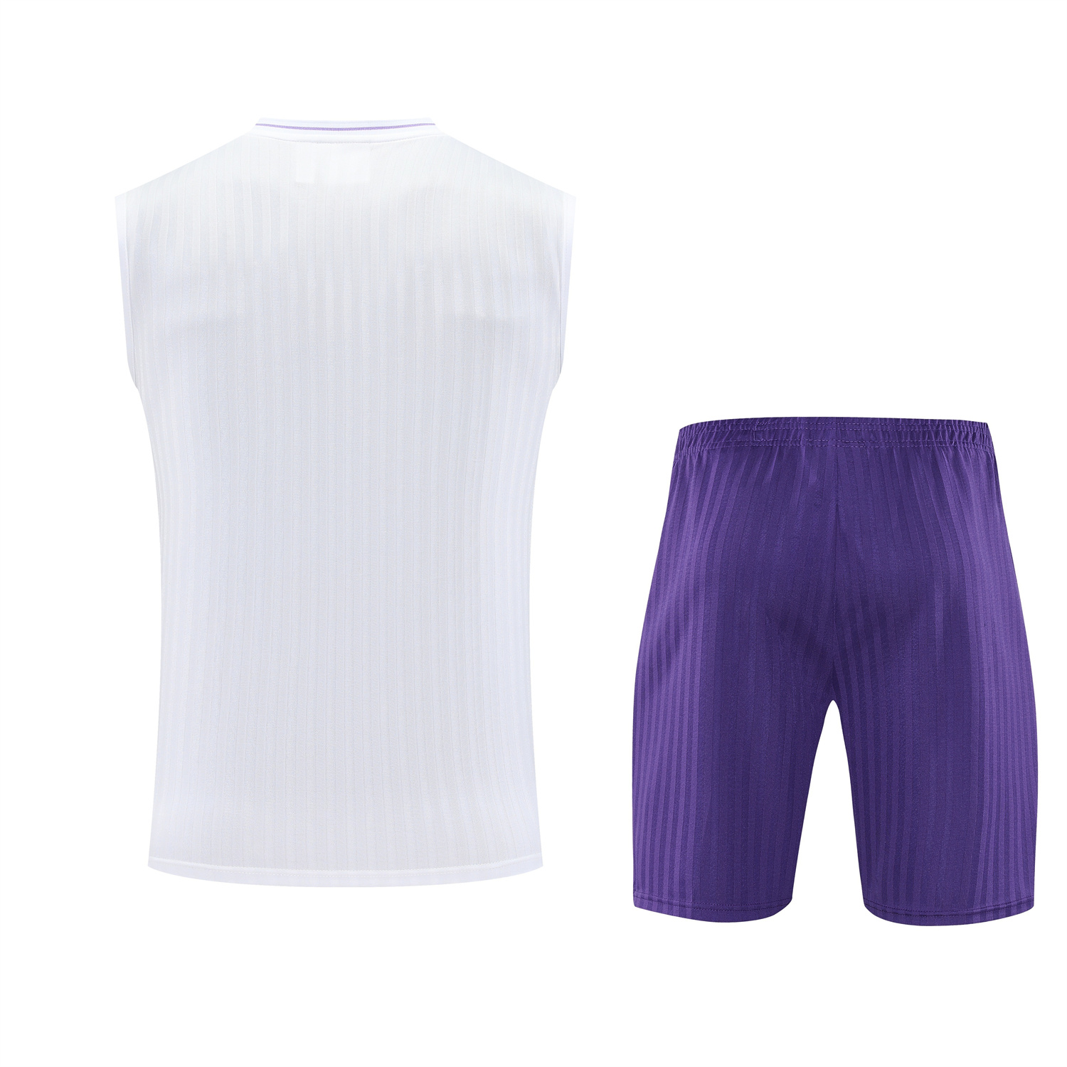 TFK-turbofussballkit-Real Madrid 25-26 Vest Training Set - Pure White Vest & Purple Shorts