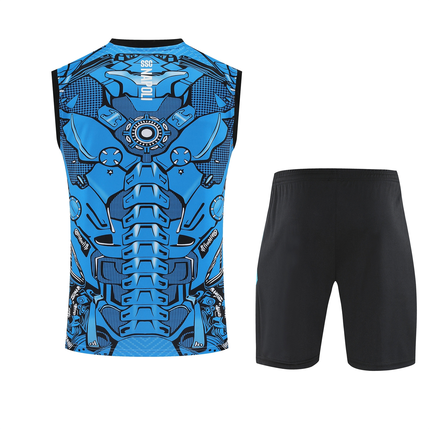 TFK-turbofussballkit-Napoli 25-26 Vest Training Set - Blue Mecha Vest & Black Shorts