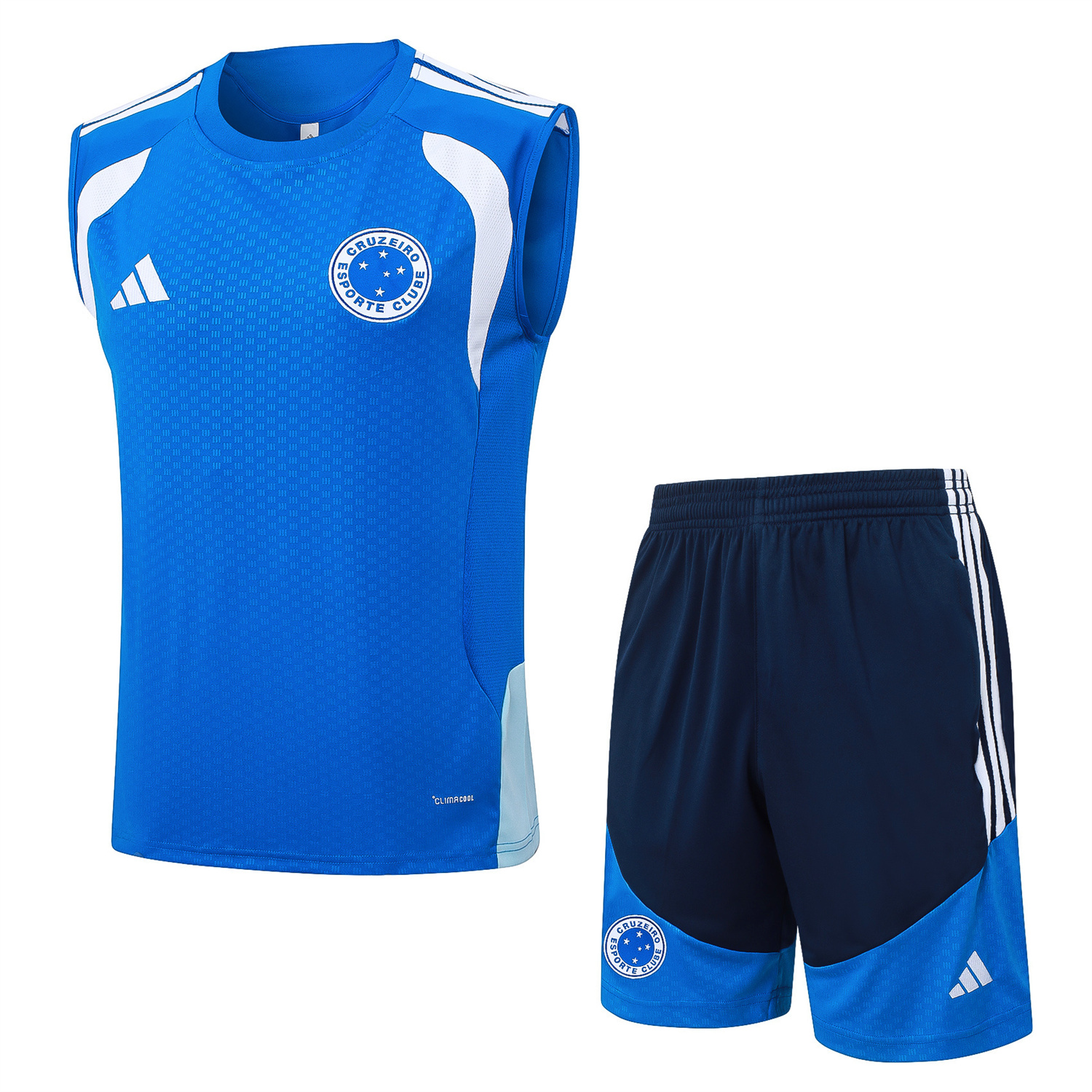 TFK-turbofussballkit-Cruzeiro 25-26 Vest Training Set - Ocean Blue Vest and Dark Blue Shorts