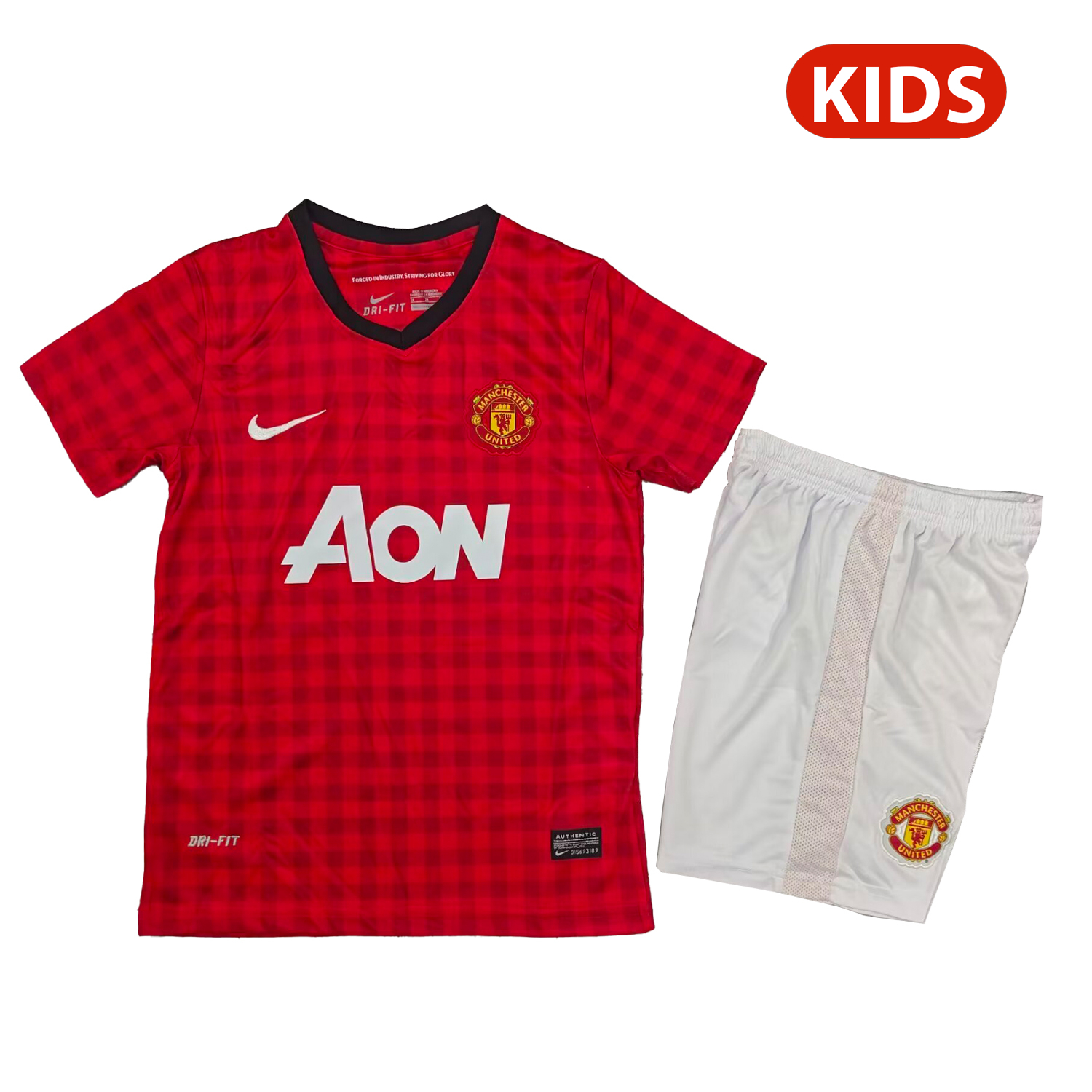 TFK-turbofussballkit-Retro Manchester United 2012-13 Home Kids Kit