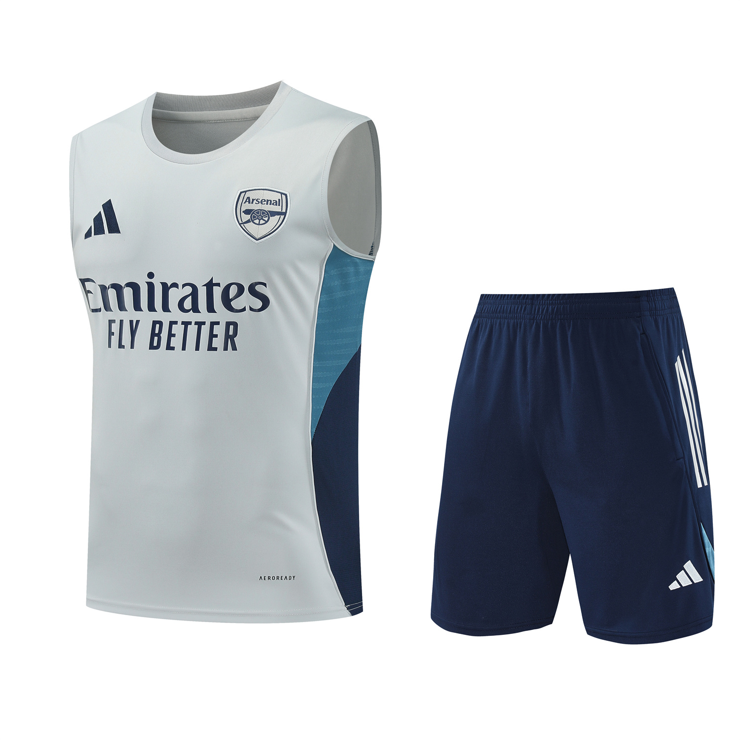 TFK-turbofussballkit-Arsenal 25-26 Vest Training Set - Grey Top & Deep Blue Shorts