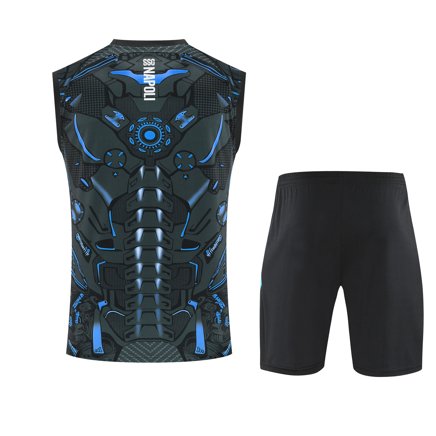 TFK-turbofussballkit-Napoli 25-26 Vest Training Set - Black Mecha Vest & Black Shorts