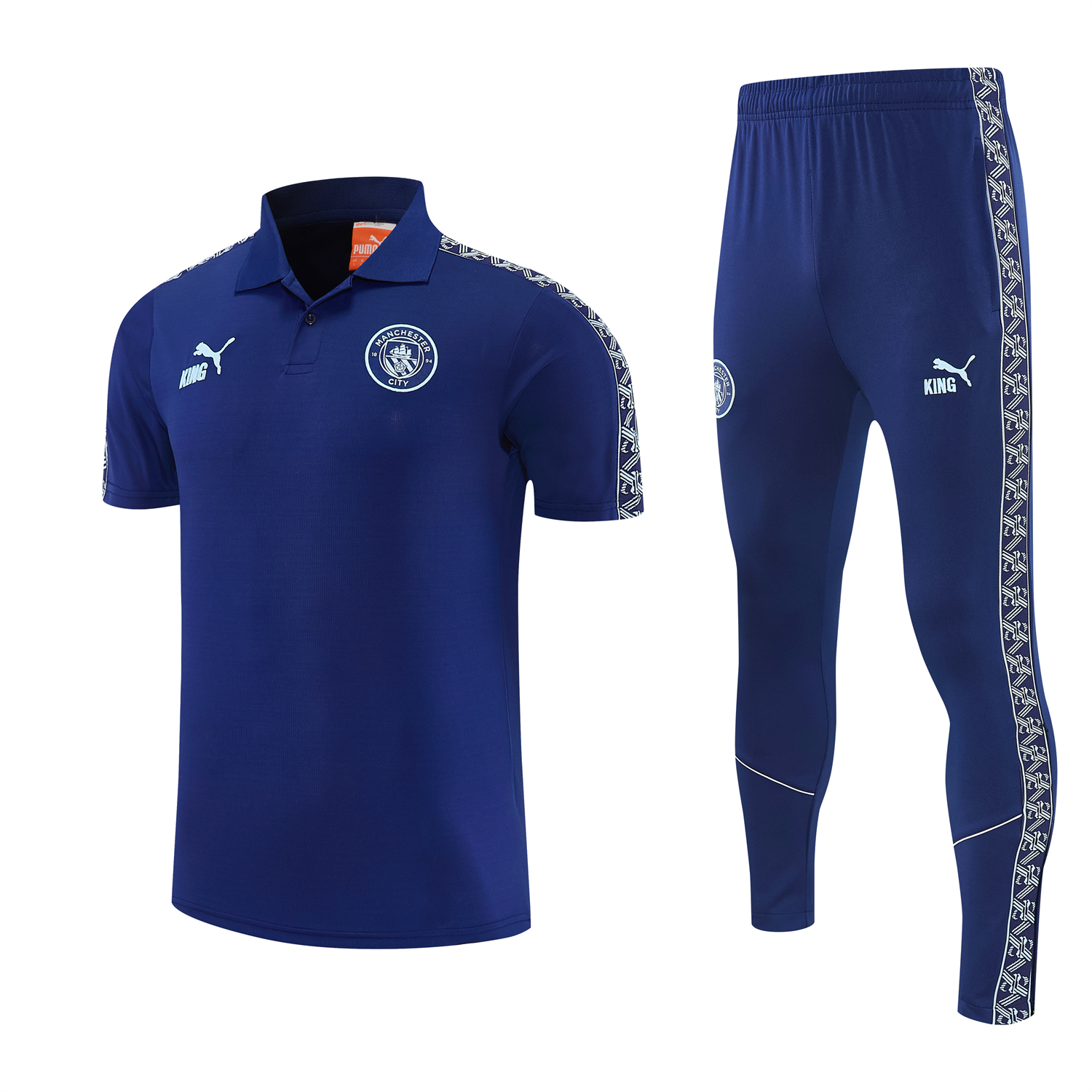 TFK-turbofussballkit-Manchester City 25-26 POLO Short-Sleeve Training Set - Dark Blue Top and Pants