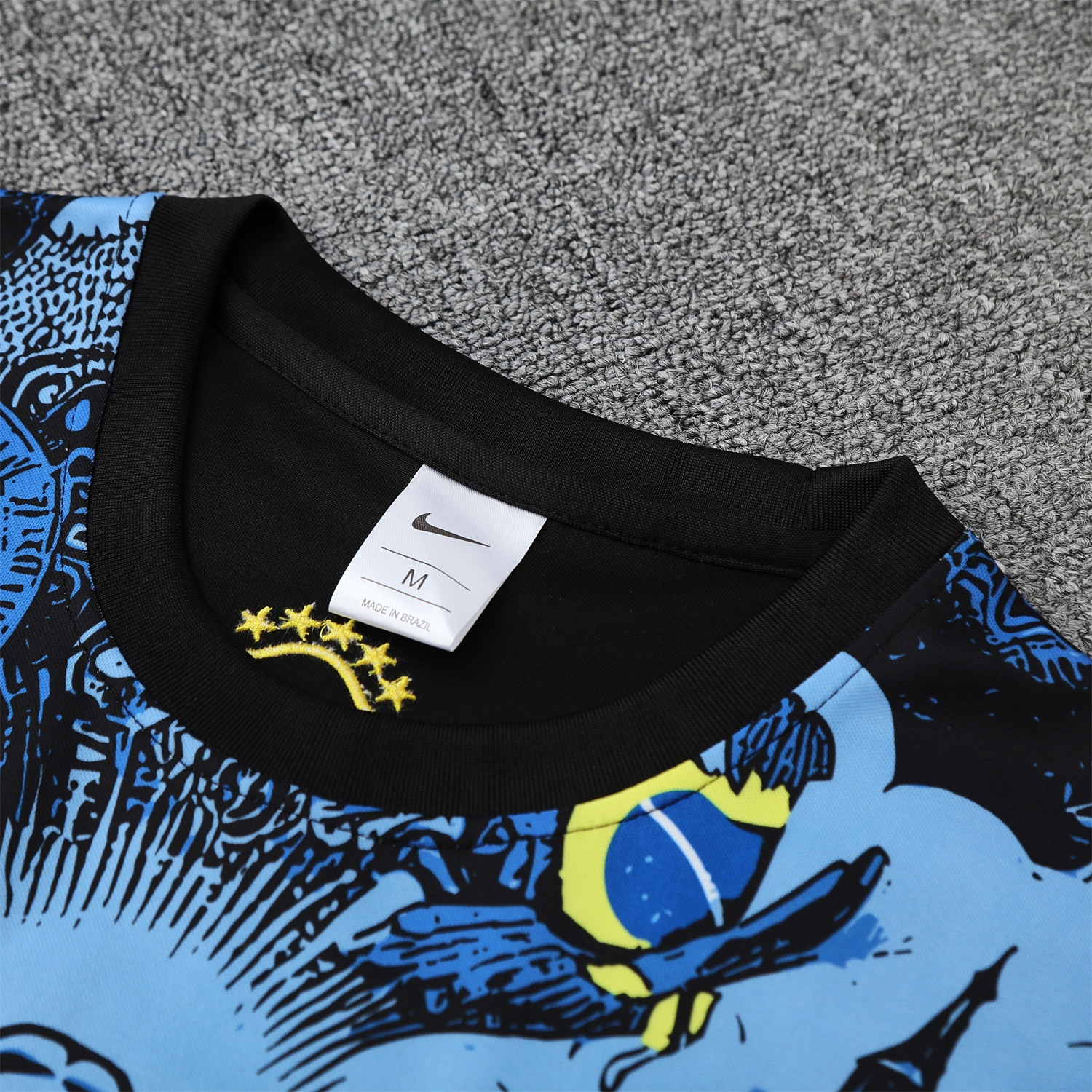 TFK-turbofussballkit-Brazil 25-26 Blue Jesus Statue Vest Training Set - Blue Vest & Black Shorts