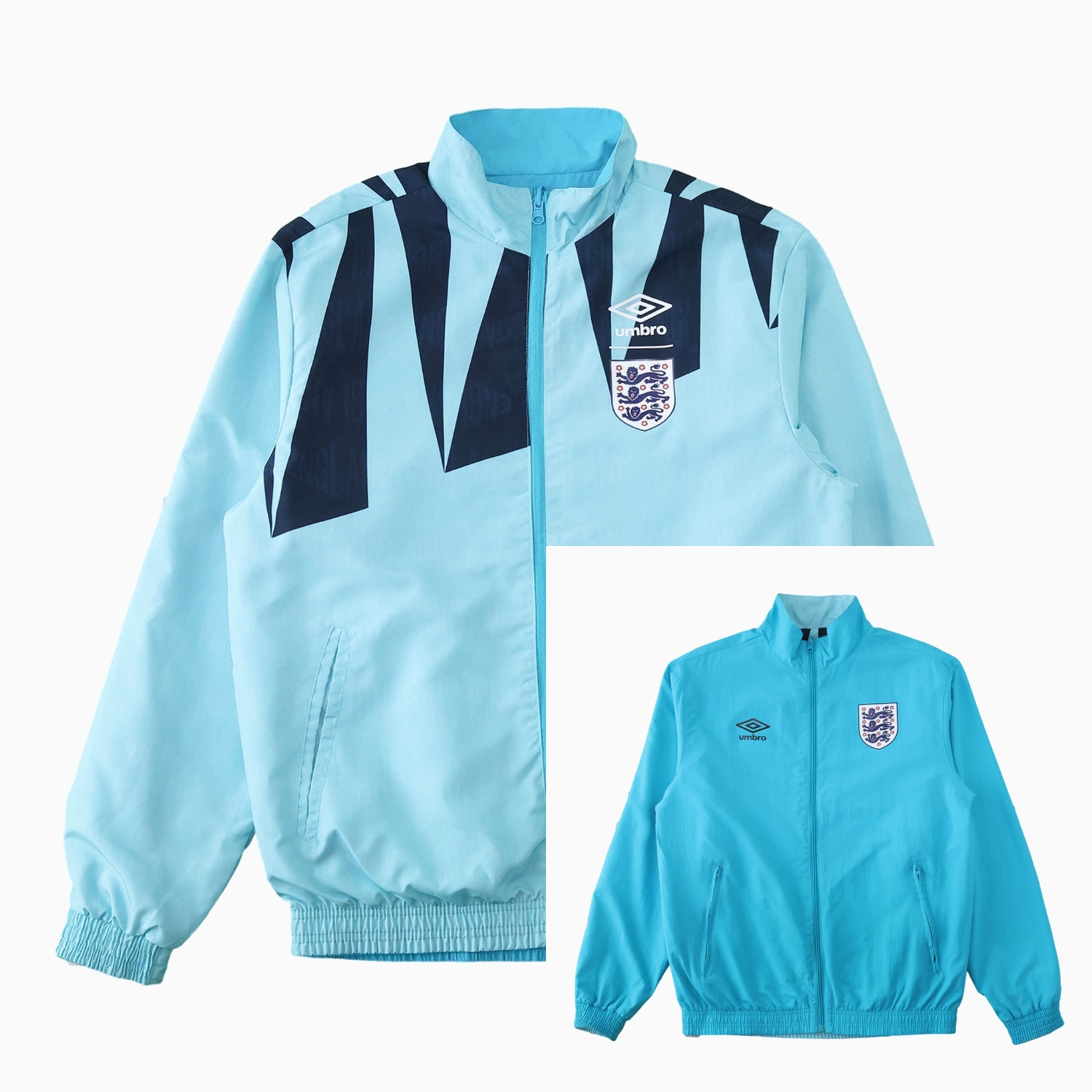 TFK-turbofussballkit-Retro England 1992 Double Sided Reversible Windbreaker - Blue & Green