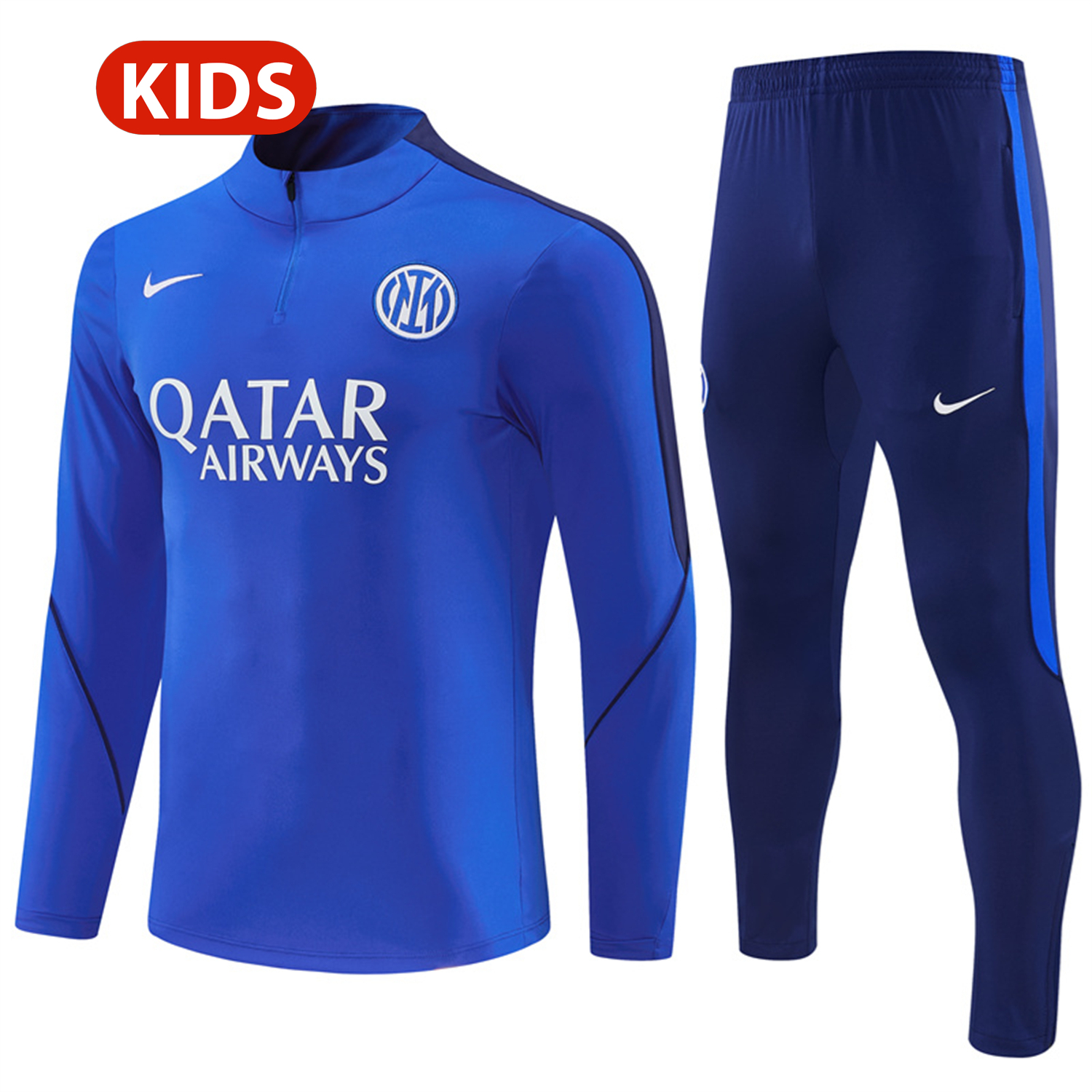 TFK-turbofussballkit-Inter Milan 26-27 Kids Long Sleeve Training Set - Blue Top & Royal Blue Pants