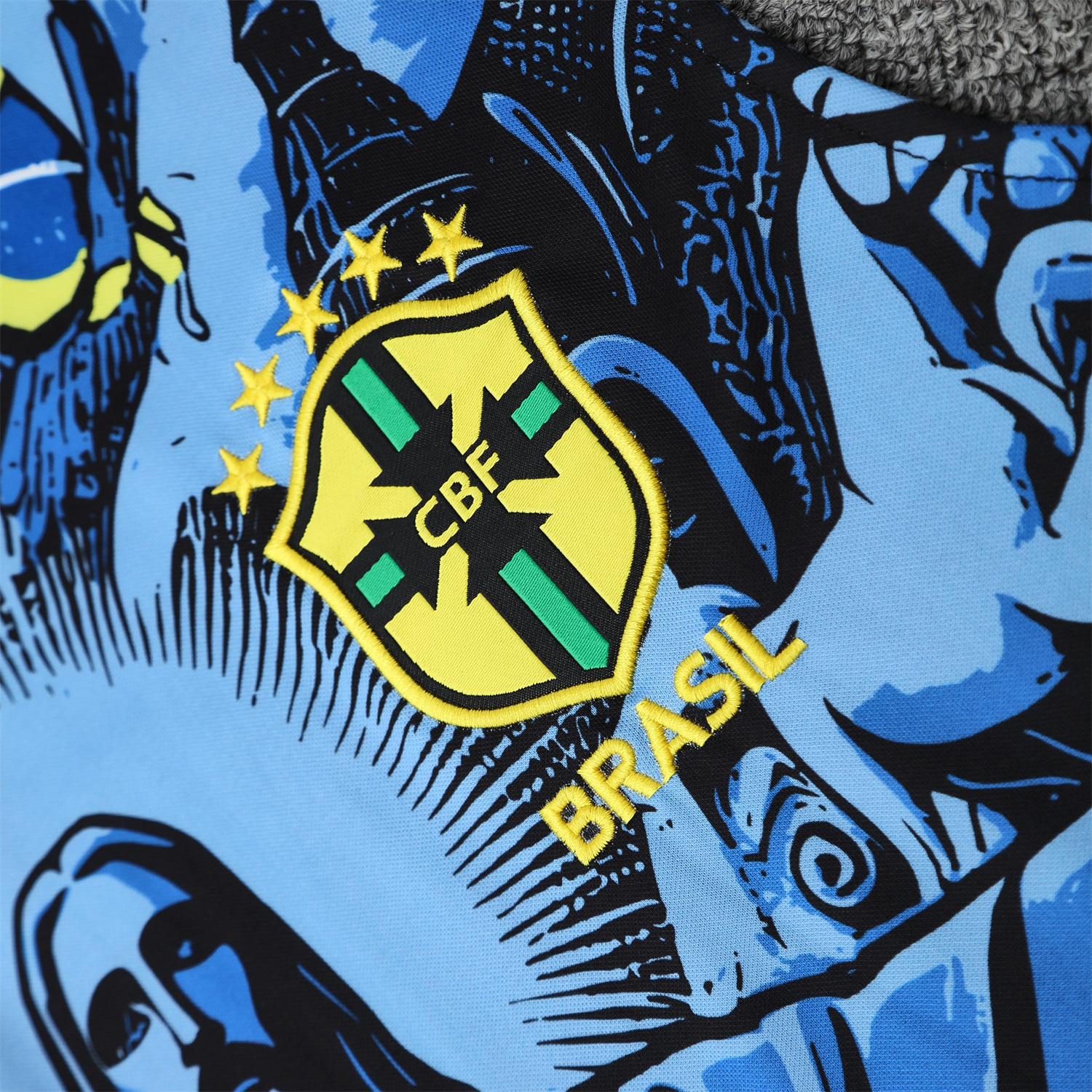 TFK-turbofussballkit-Brazil 25-26 Blue Jesus Statue Vest Training Set - Blue Vest & Black Shorts
