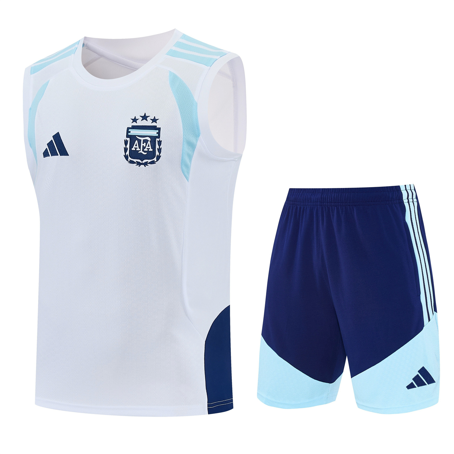 TFK-turbofussballkit-Argentina 2026 Vest Training Set - White Vest and Blue Shorts