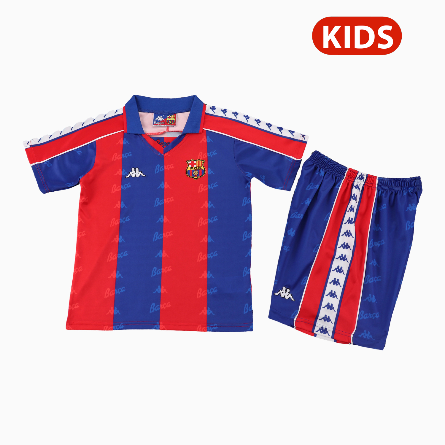TFK-turbofussballkit-Retro Barcelona 1992-95 Home Kids Kit