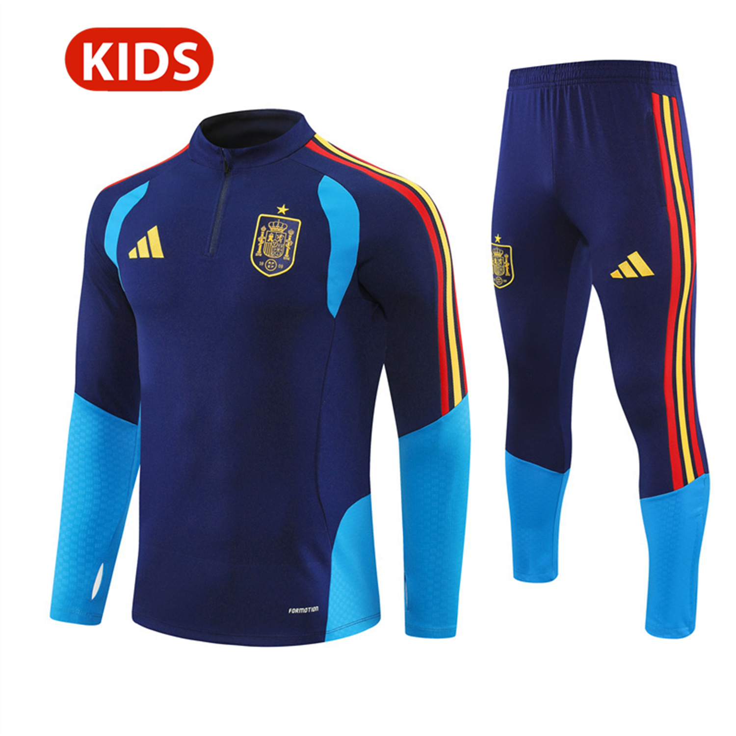 TFK-turbofussballkit-Spain 2026 Kids Long Sleeve Training Set - Royal Blue Top & Pants