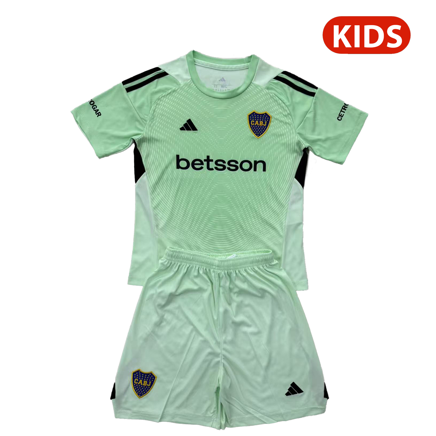 TFK-turbofussballkit-Boca Juniors 25-26 Green Goalkeeper Kids Kit