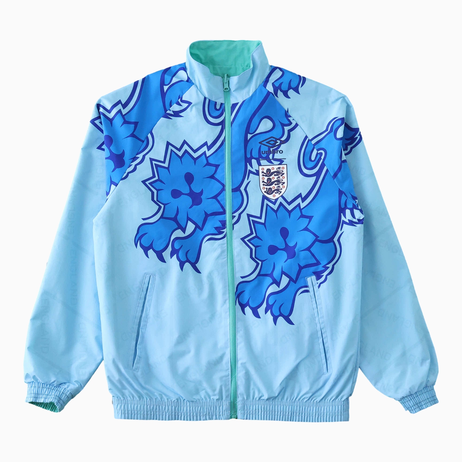 TFK-turbofussballkit-Retro England 1992 Third Double Sided Reversible Windbreaker - Blue & Green
