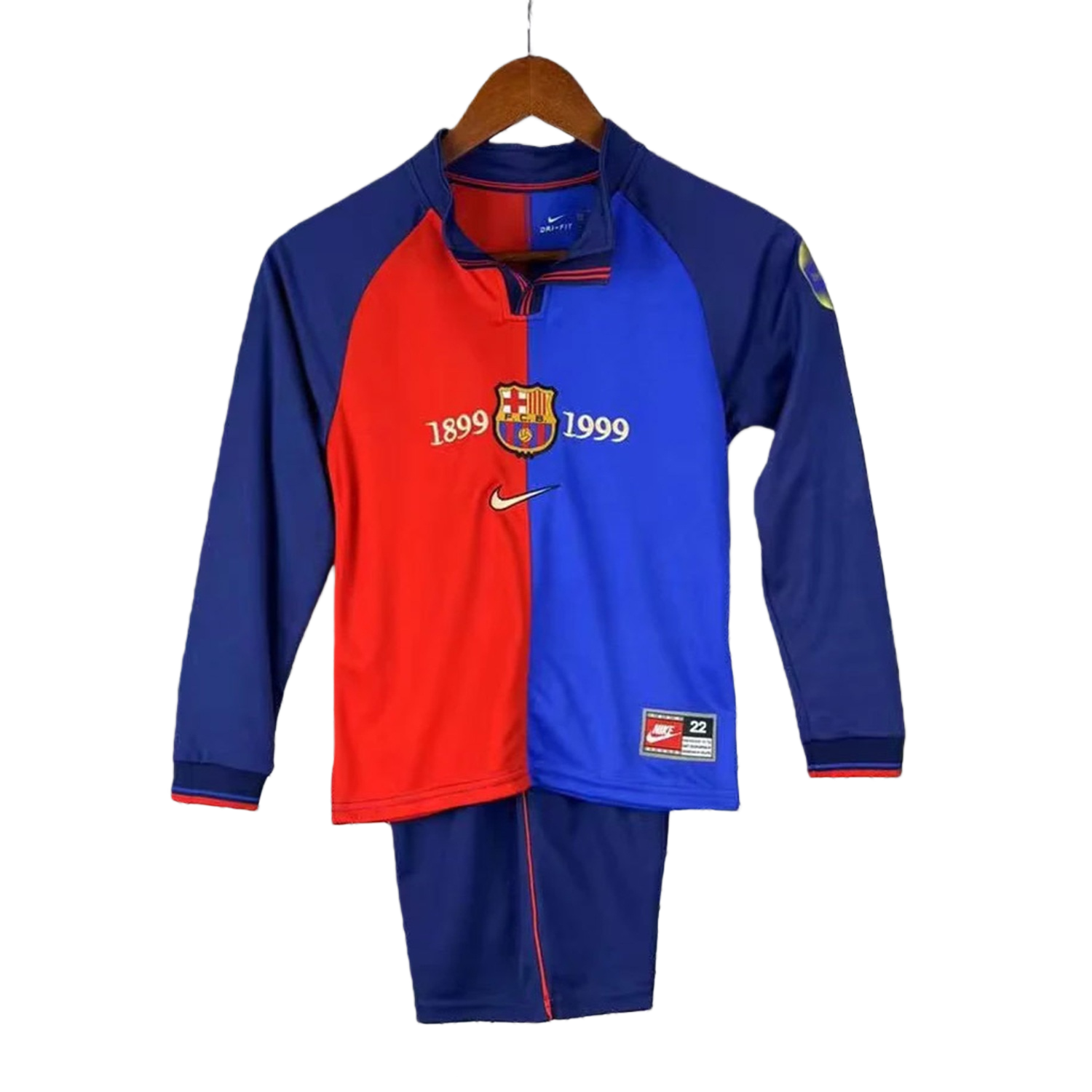 TFK-turbofussballkit-Retro Barcelona 99-00 Home 100th anniversary Long Sleeves Kids Kit